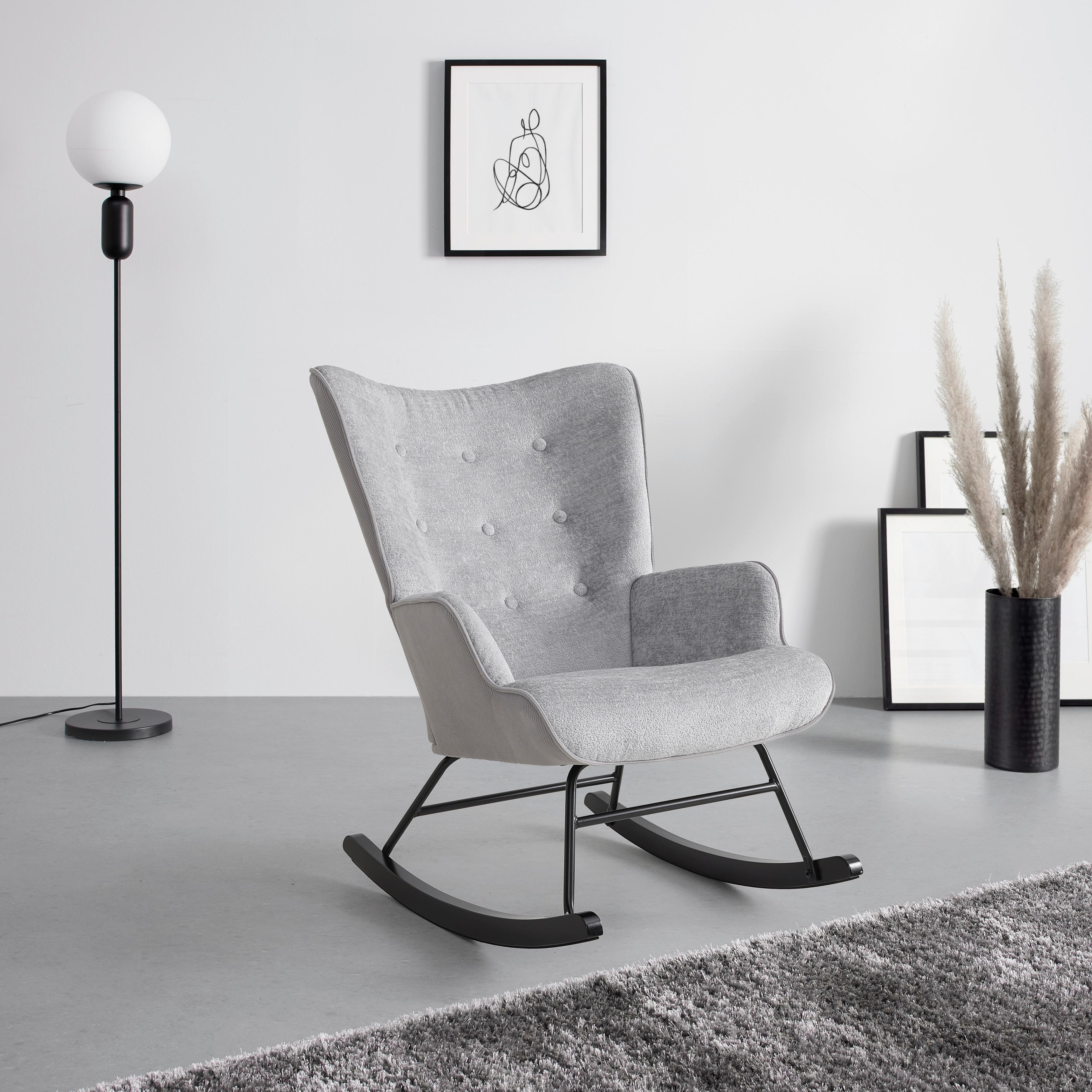 GUNGFÅTÖLJ ROCK - grå/svart, Modern, metall/trä (66/90/77cm) - Mömax