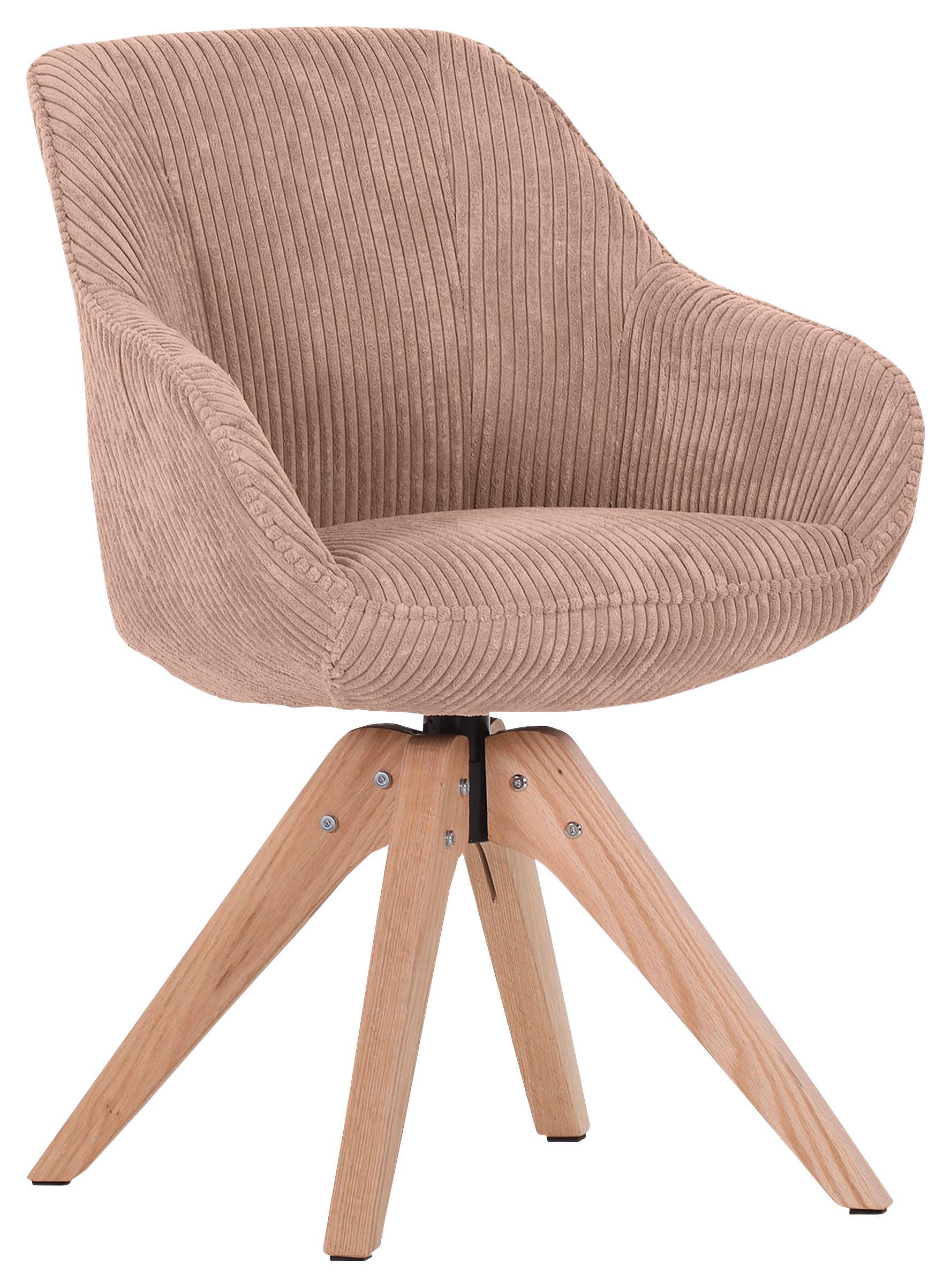 KRZESŁO Z PODŁOKIETNIKAMI CHILL - kolor dębowy/różowy, Lifestyle, tkanina/drewno (60/83/65cm) - home24