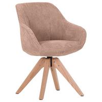 KRZESŁO Z PODŁOKIETNIKAMI CHILL - kolor dębowy/różowy, Lifestyle, tkanina/drewno (60/83/65cm) - home24