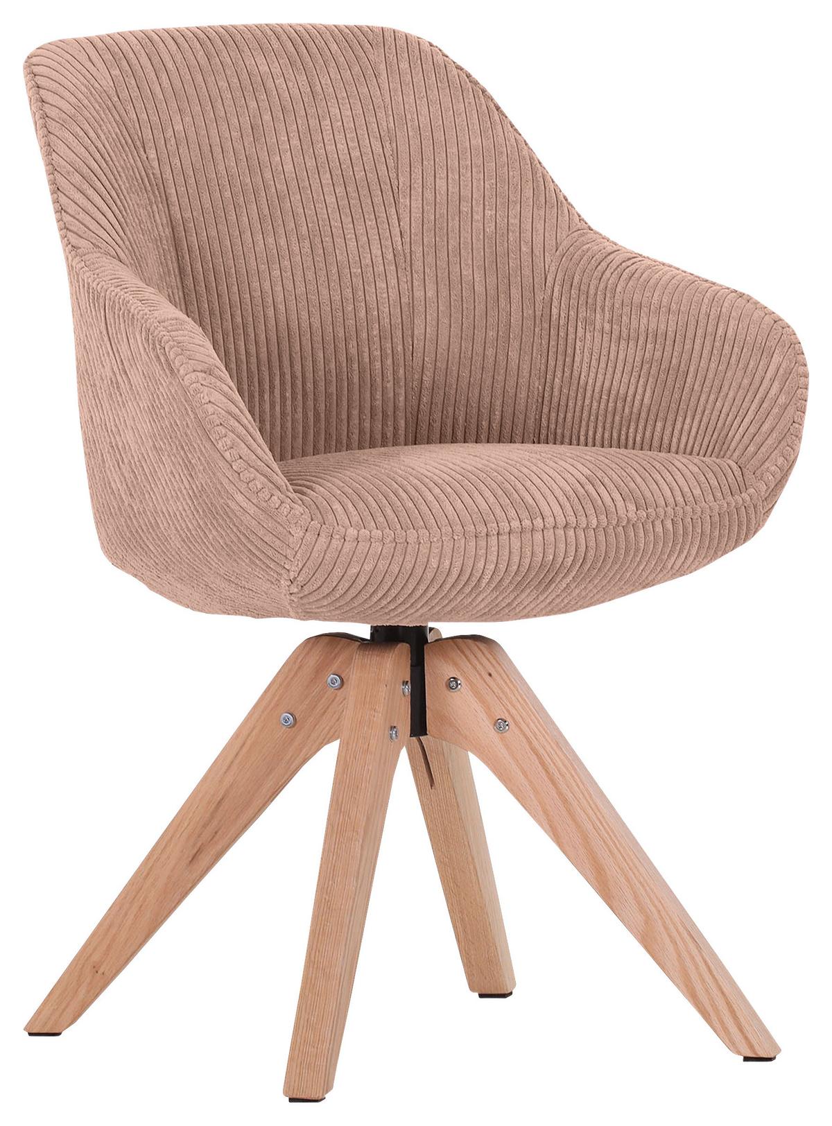 KRZESŁO Z PODŁOKIETNIKAMI CHILL - kolor dębowy/różowy, Lifestyle, tkanina/drewno (60/83/65cm) - home24