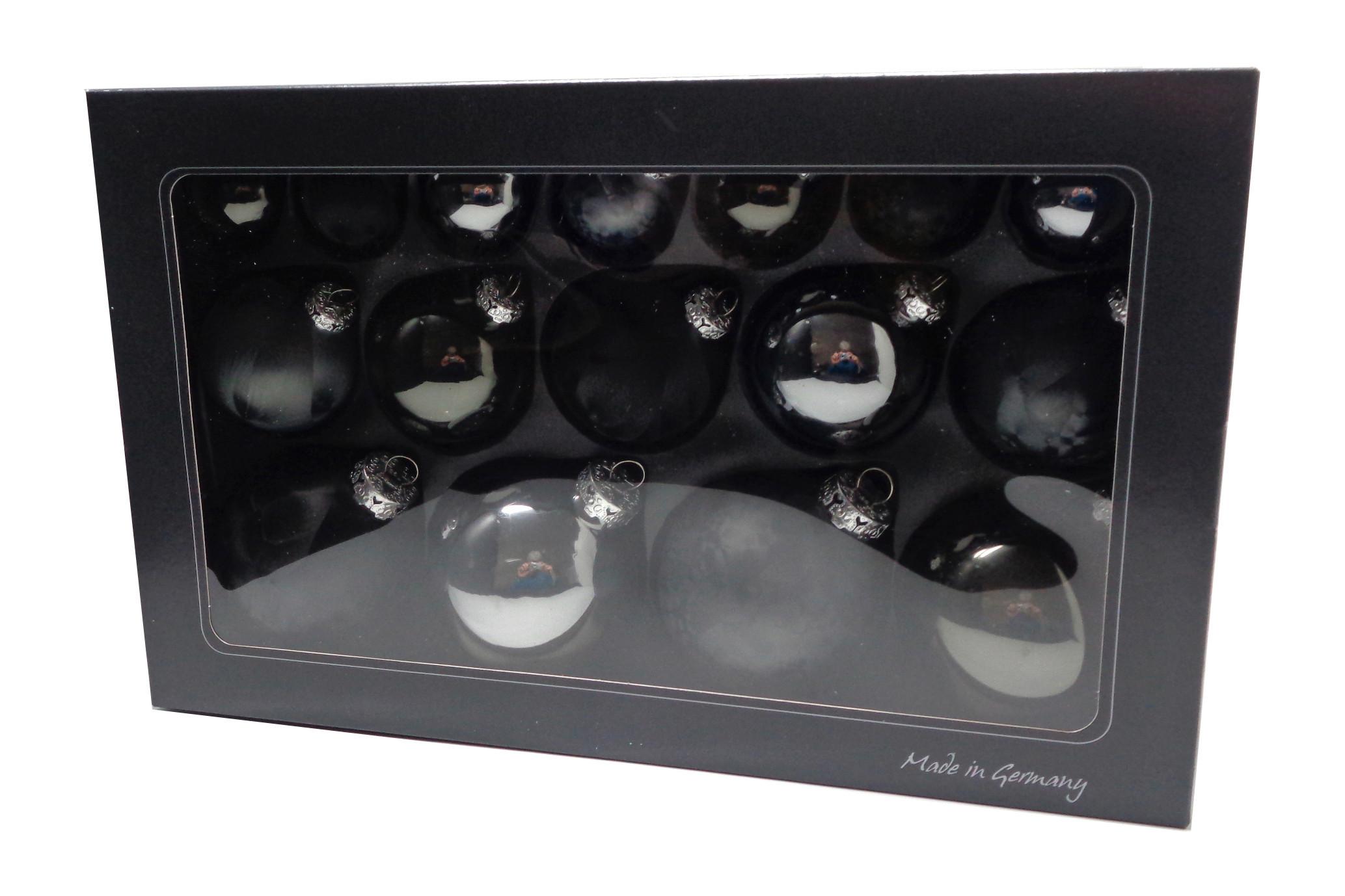 ZESTAW BOMBEK CHOINKOWYCH 684-1601-999 - antracytowy/czarny, Basics, szkło (36/22,5cm)