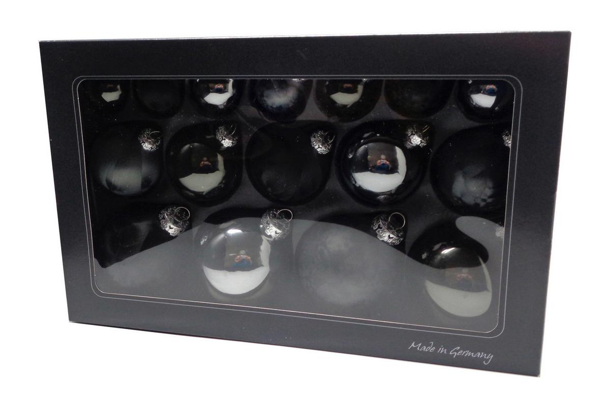 ZESTAW BOMBEK CHOINKOWYCH 684-1601-999 - antracytowy/czarny, Basics, szkło (36/22,5cm)