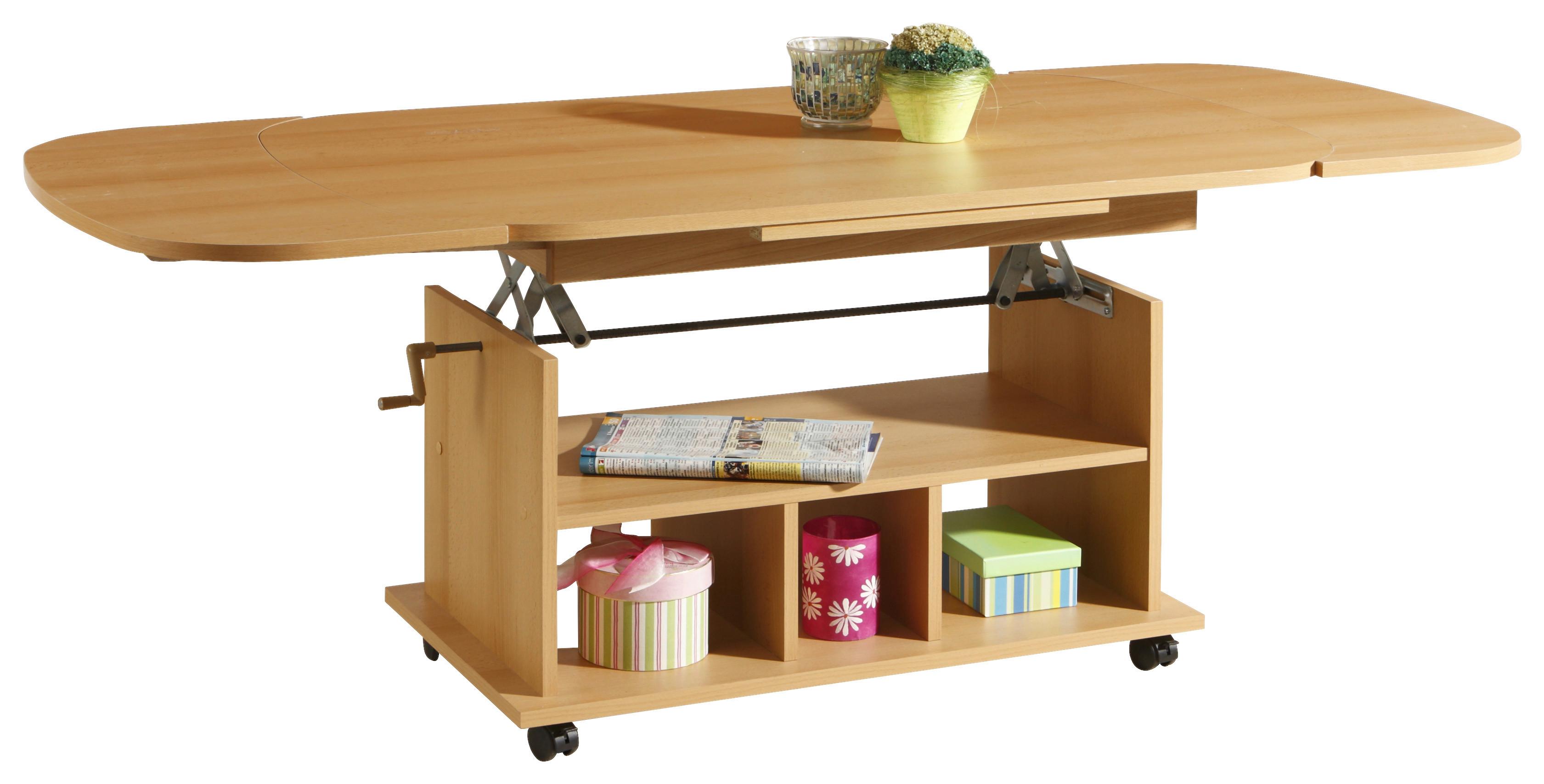 Couchtisch Babsi ca. 107-157x67 cm Buchefarben - Buchefarben, MODERN, Holzwerkstoff/Kunststoff (107-157/67/53-63cm) - MID.YOU