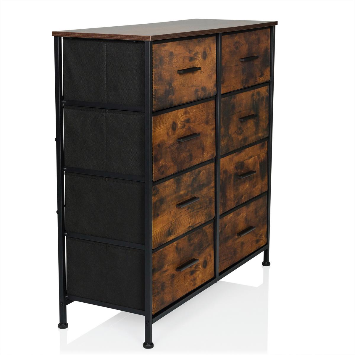 Komoda Ragala Light, Barva Hrasta - črna/barve hrasta, Moderno, kovina/tekstil (80/82/30cm) - MID.YOU