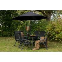 Gartentischgruppe Brekki Schwarz, pulverbeschichtet - Schwarz, KONVENTIONELL, Glas/Metall - Gardenson