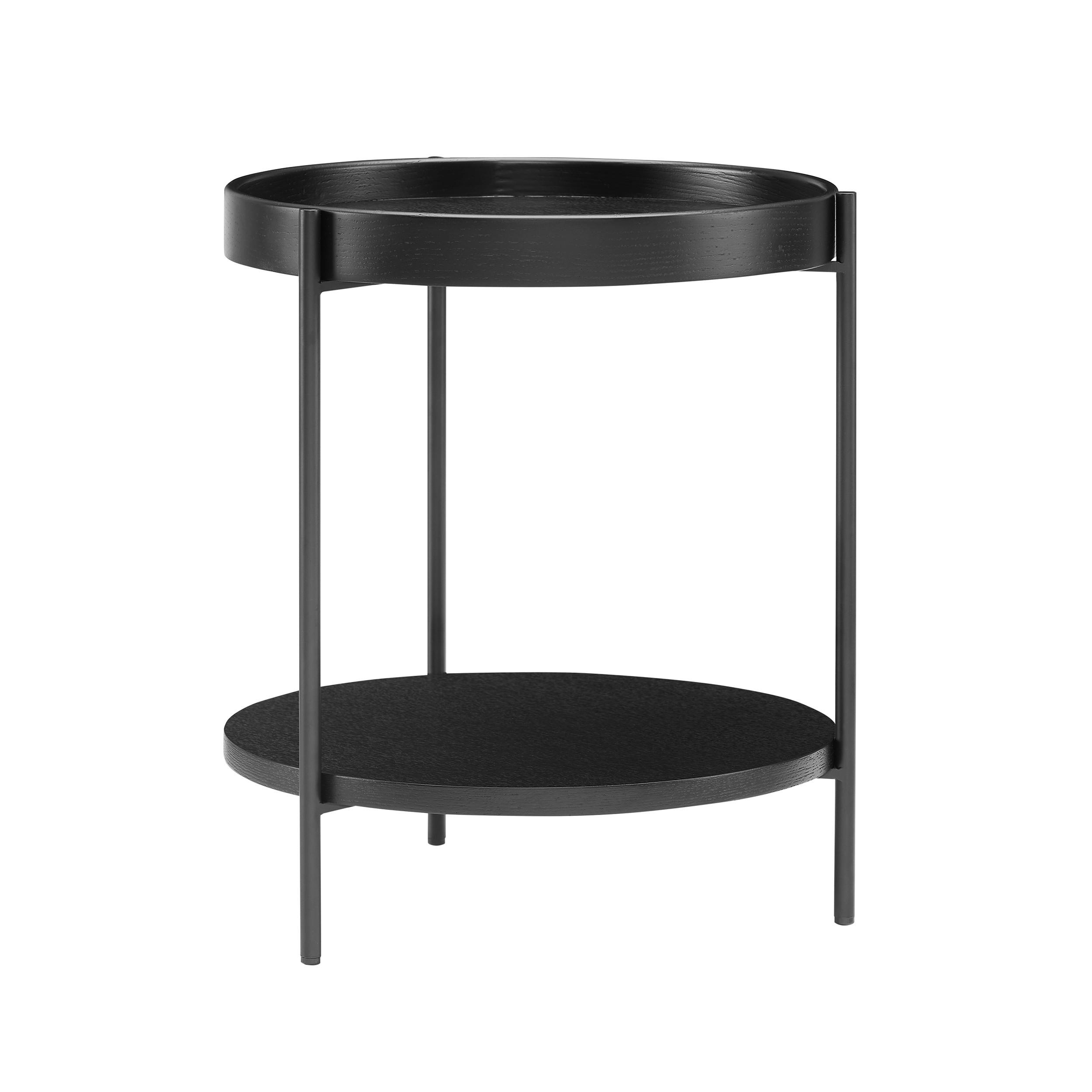Mizica Rund, Črna - črna, Design, kovina/leseni material (44/49cm) - Livetastic