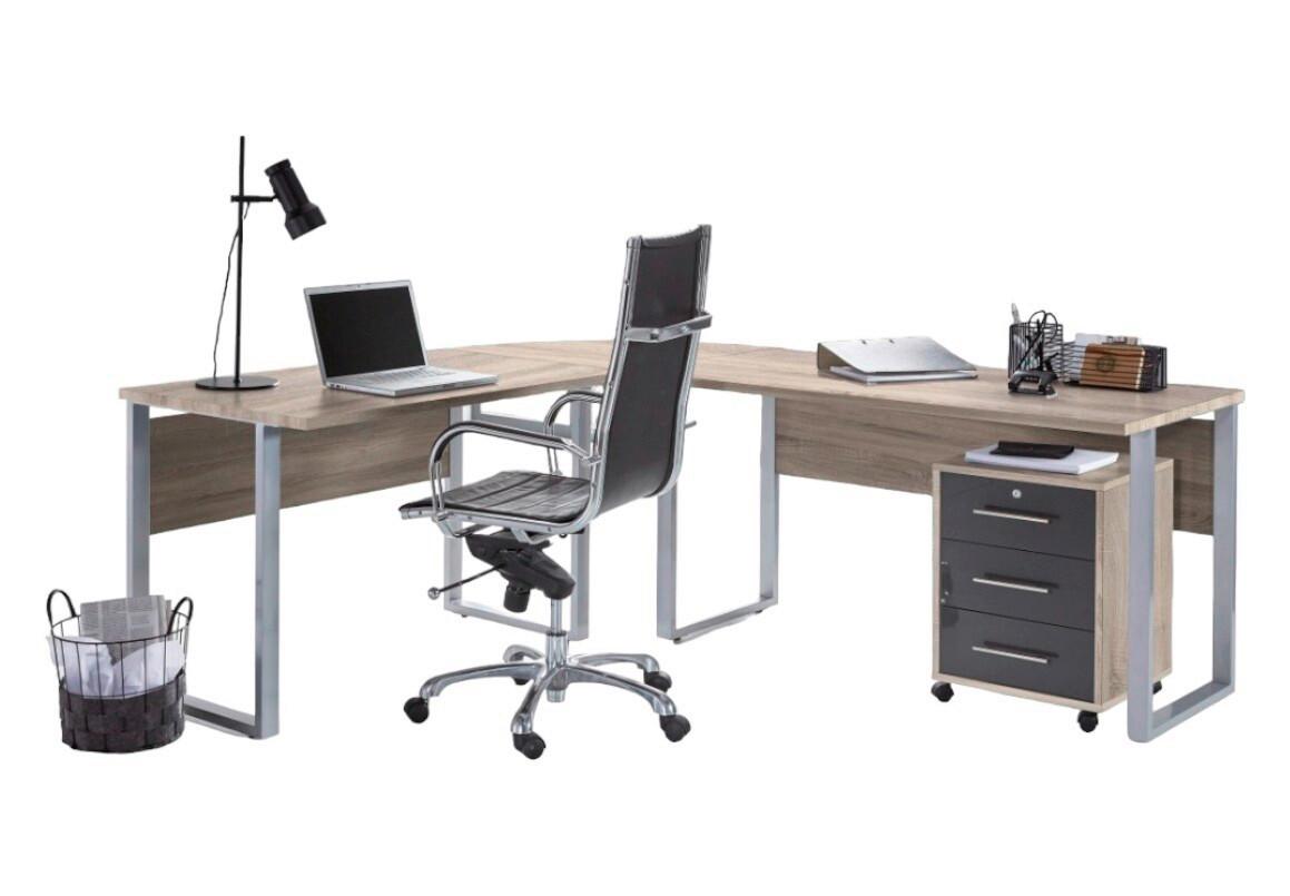 Büro Office Edition Set 0 Sonoma Eiche/Anthrazit, 2-tlg - Anthrazit Hochglanz/Sonoma Eiche, MODERN, Holzwerkstoff - MID.YOU