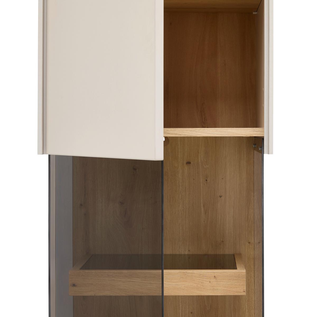 Vitrine Jake Eiche Artisan/Kaschmir - Kaschmir/Eiche Artisan, MODERN, Glas/Holzwerkstoff (45,7/187/38cm) - Mömax