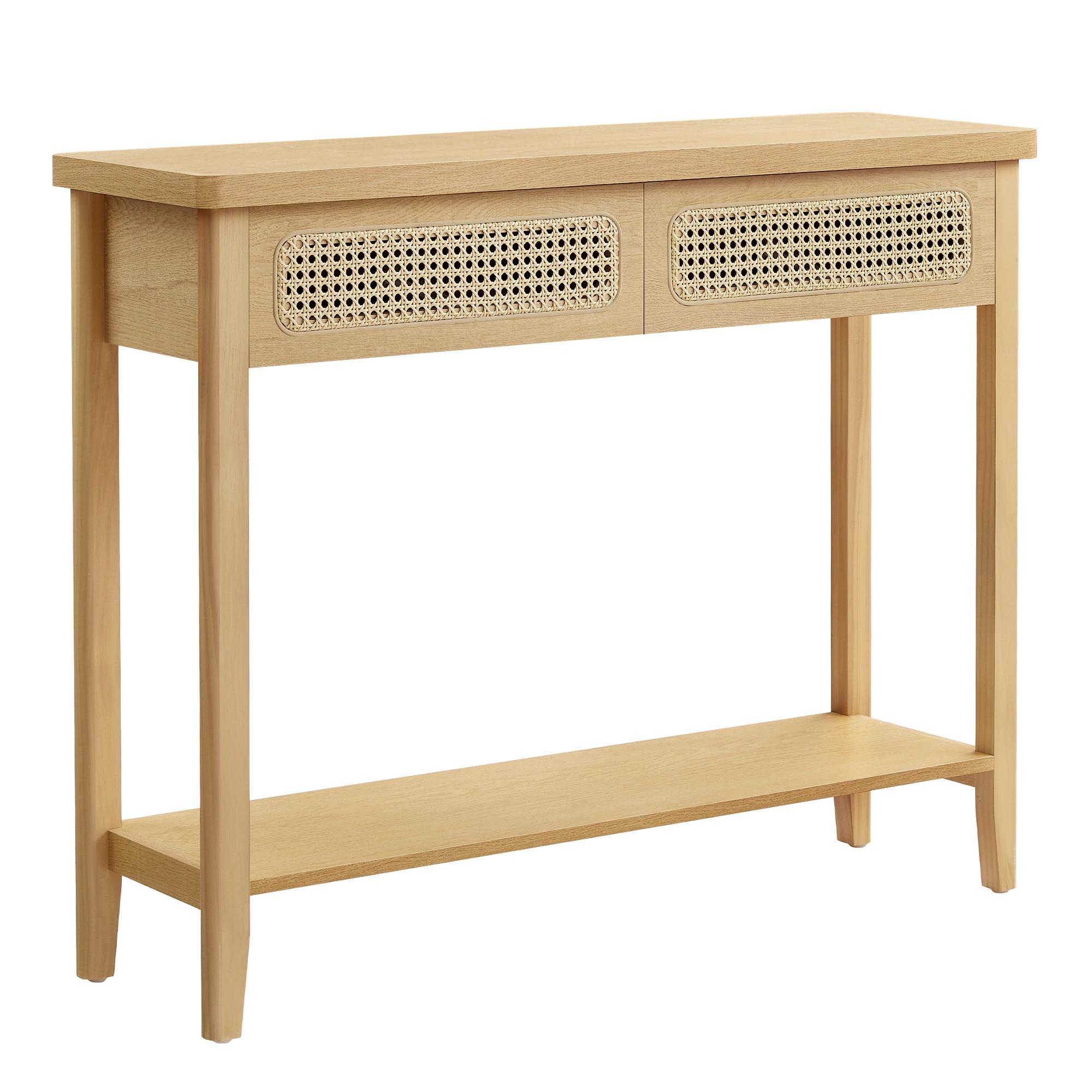 Konsolentisch in Pinienfarben MDF, 2 Schubladen, eckig - Braun/Pinienfarben, Trend, Holzwerkstoff (100/80/30cm) - MID.YOU