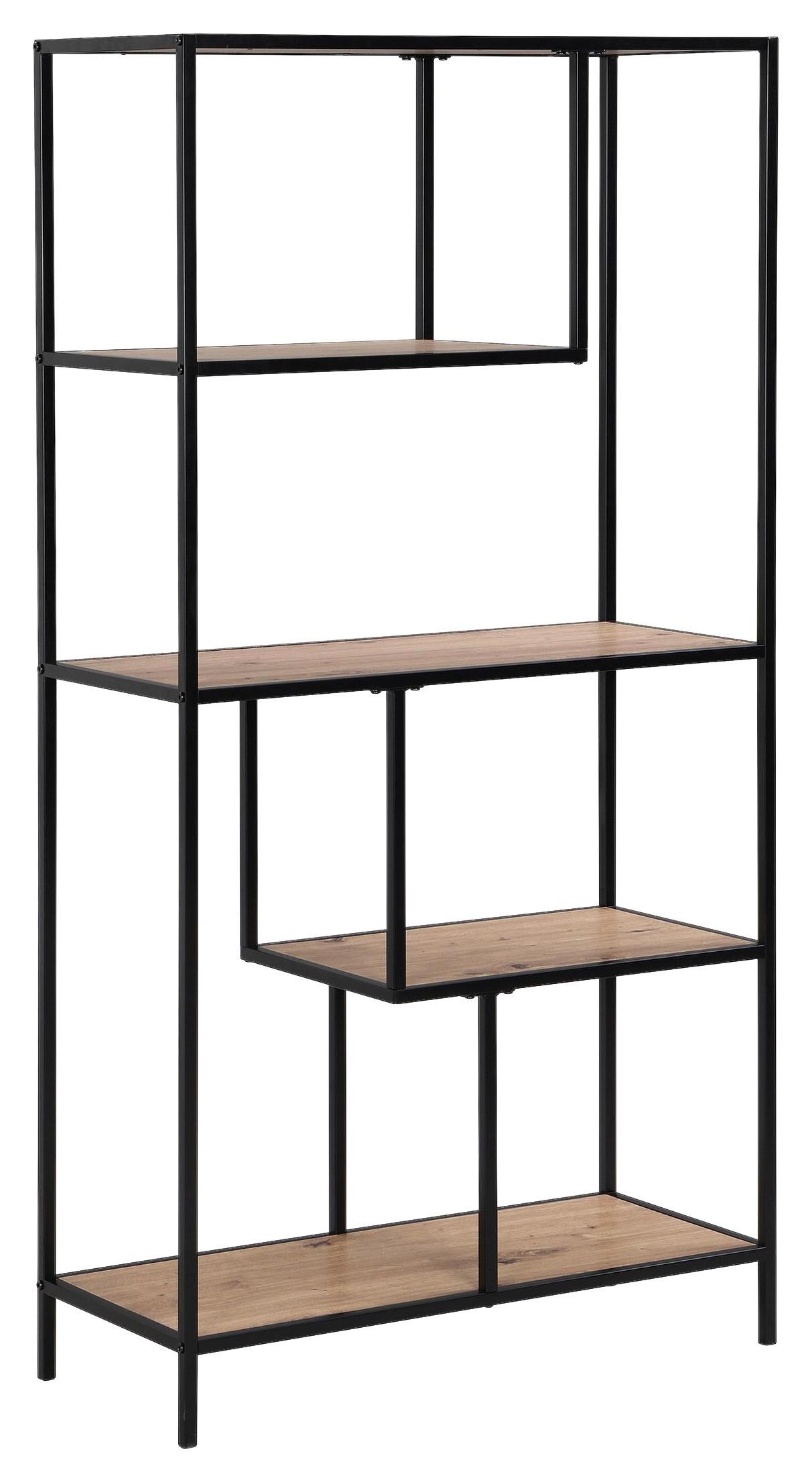 Polica Lilli 2 - prirodne boje/crna, Trend, drvni materijal/metal (77/150/33cm) - Modern Living