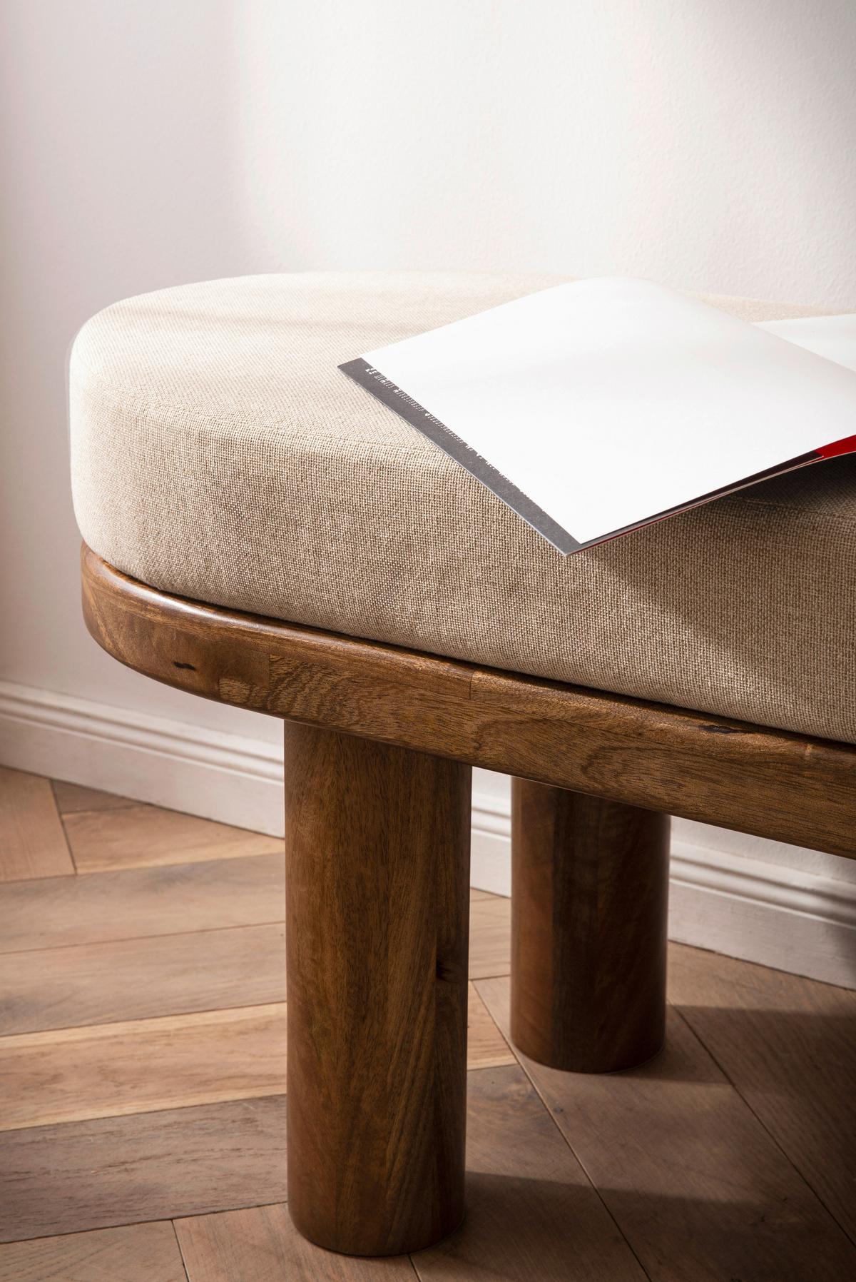 SITZBANK SITZBANK STOFF - Beige/Braun, Design, Holz/Textil (140/47/40cm) - Livetastic