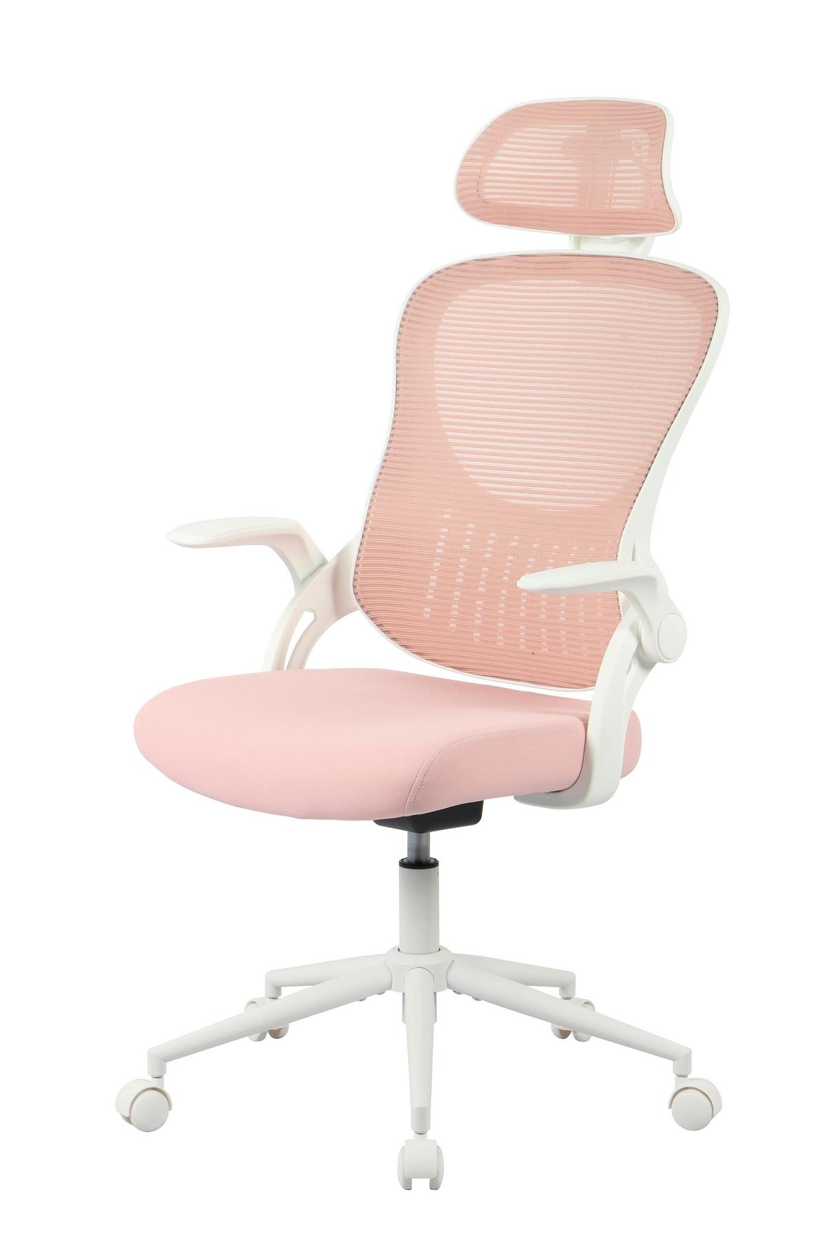 DREHSTUHL POLLY - Weiss/Pink, Modern, Kunststoff/Textil (68/116-133/64cm) - Mömax