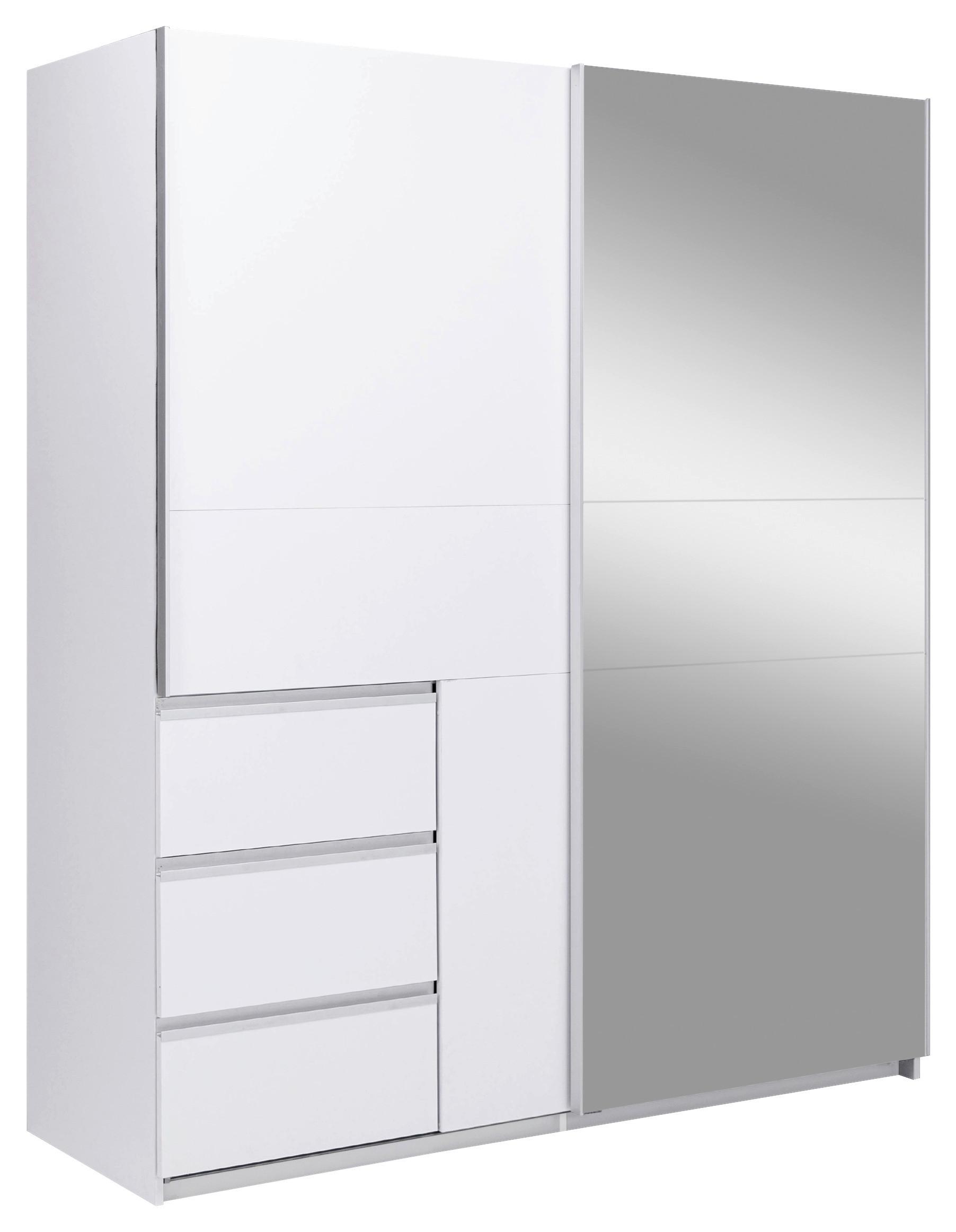 Omara Z Drsnimi Vrati Wilma, Bela - bela, Moderno, kovina/leseni material (175/210/61,5cm) - P & B