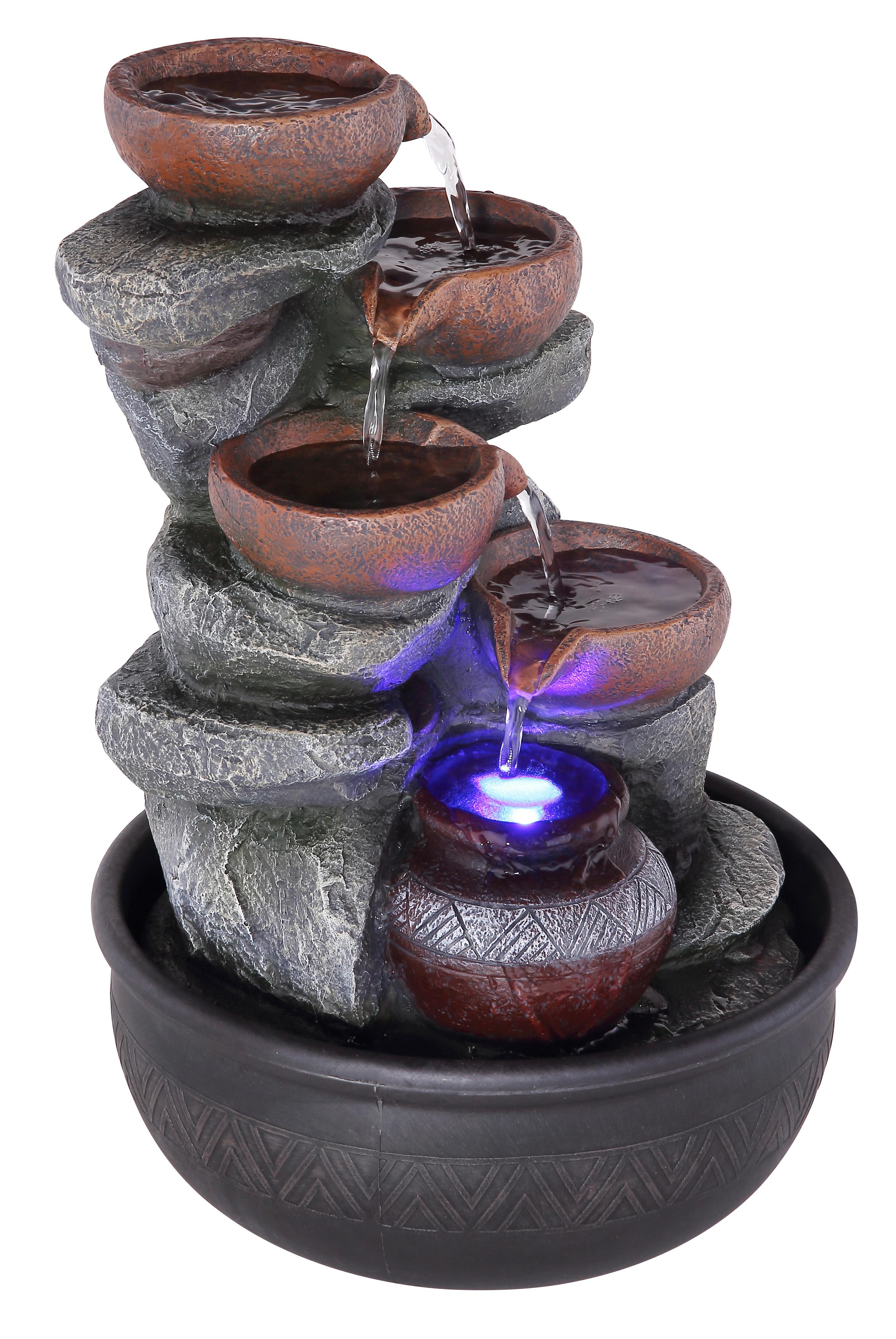 Notranji Vodnjak Fontana, S Sijalko - siva/črna, Basics, umetna masa (25/40cm) - Globo