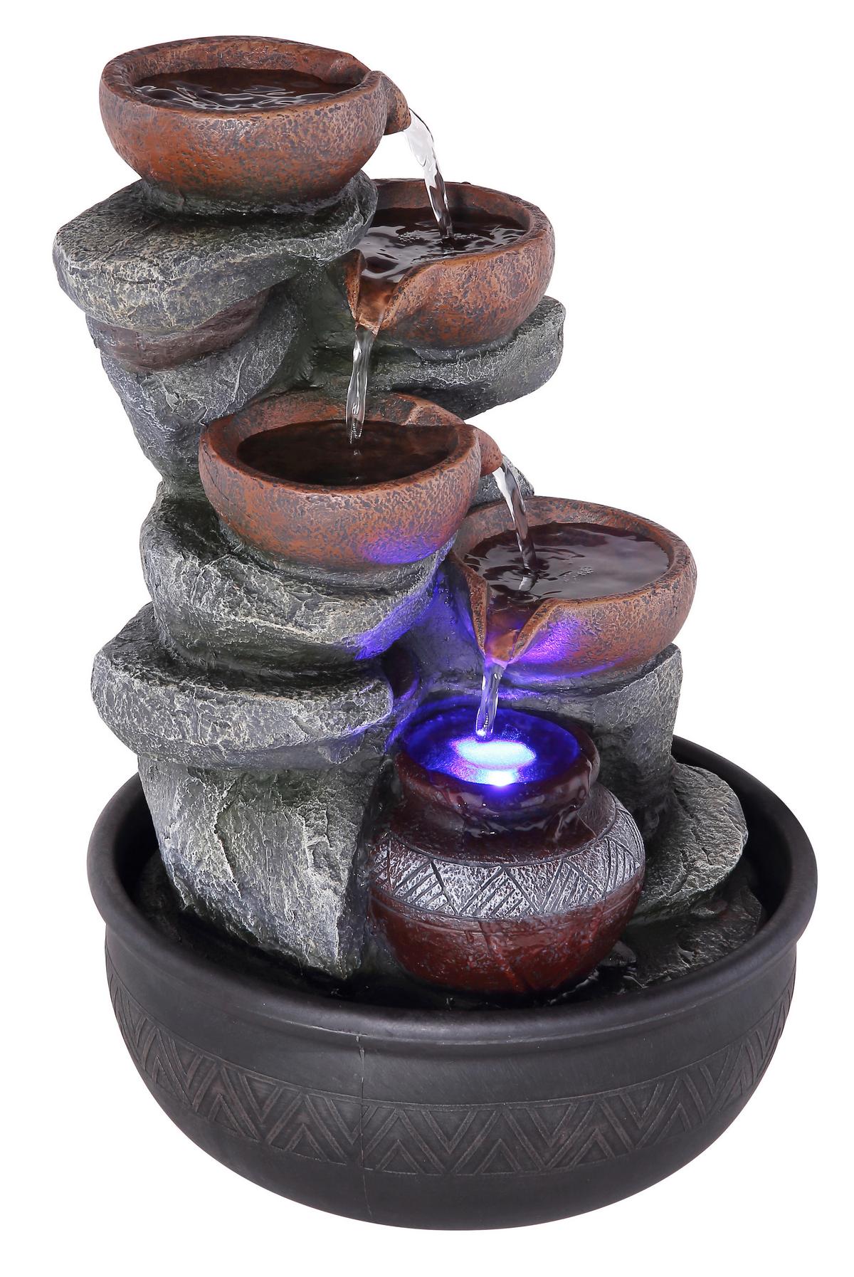 Notranji Vodnjak Fontana, S Sijalko - siva/črna, Basics, umetna masa (25/40cm) - Globo