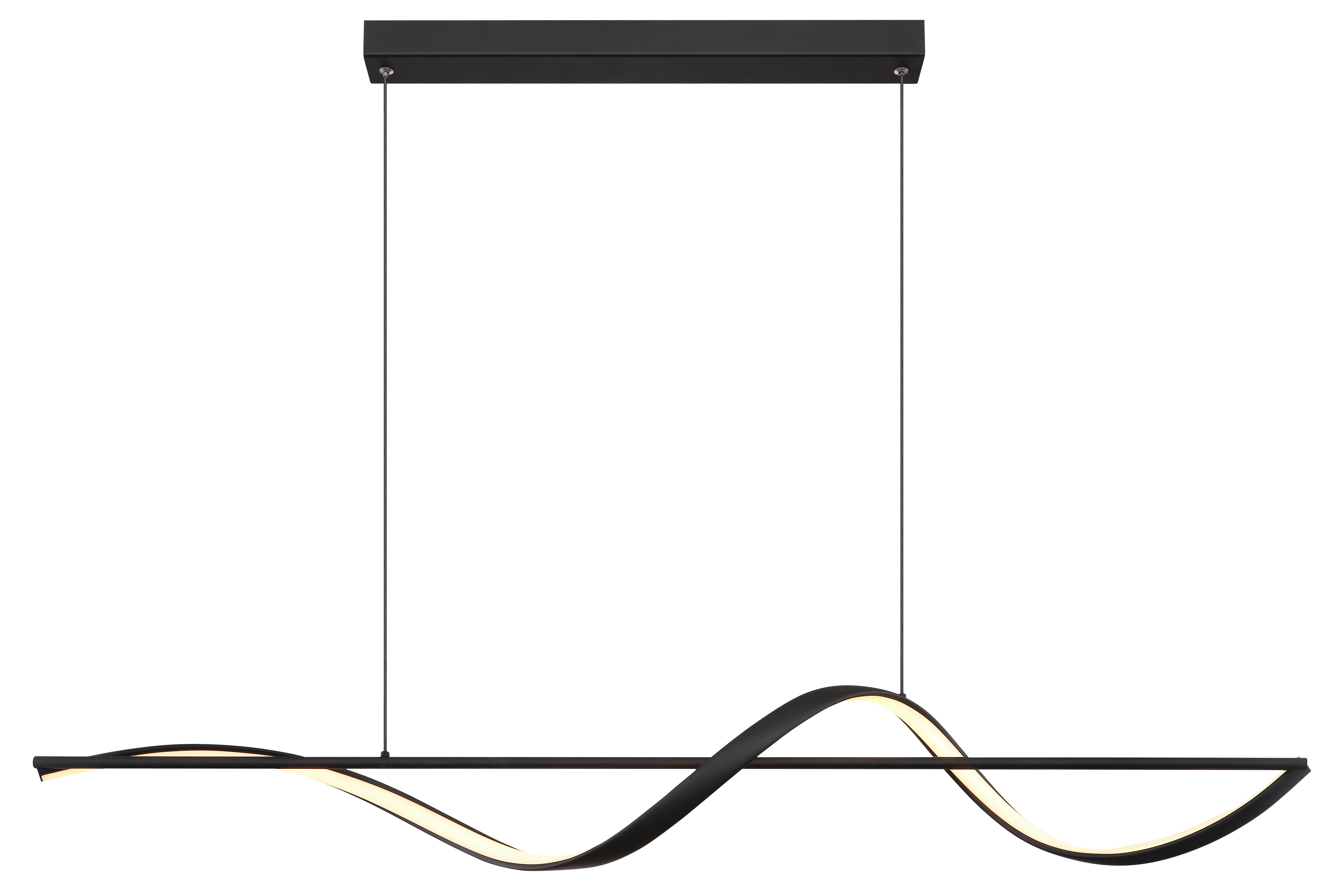 LED-Hängeleuchte Violino Opal/Schwarz max. 24 Watt - Opal/Schwarz, Design, Kunststoff/Metall (120/20/150cm) - Globo