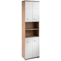 HOCHSCHRANK Nebraska06 B: 50 cm Weiß - Chromfarben/Weiß Hochglanz, MODERN, Holzwerkstoff/Kunststoff (50/192/31cm) - MID.YOU