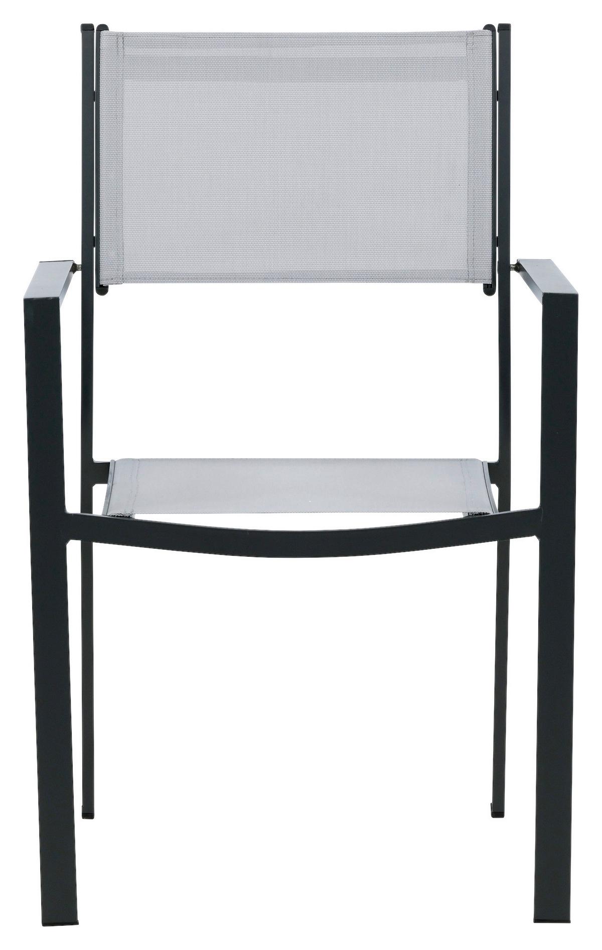 Stapelsessel-2er Set Copacabana Grau/Schwarz - Schwarz/Grau, KONVENTIONELL, Textil/Metall (56,5/88/61cm) - Gardenson