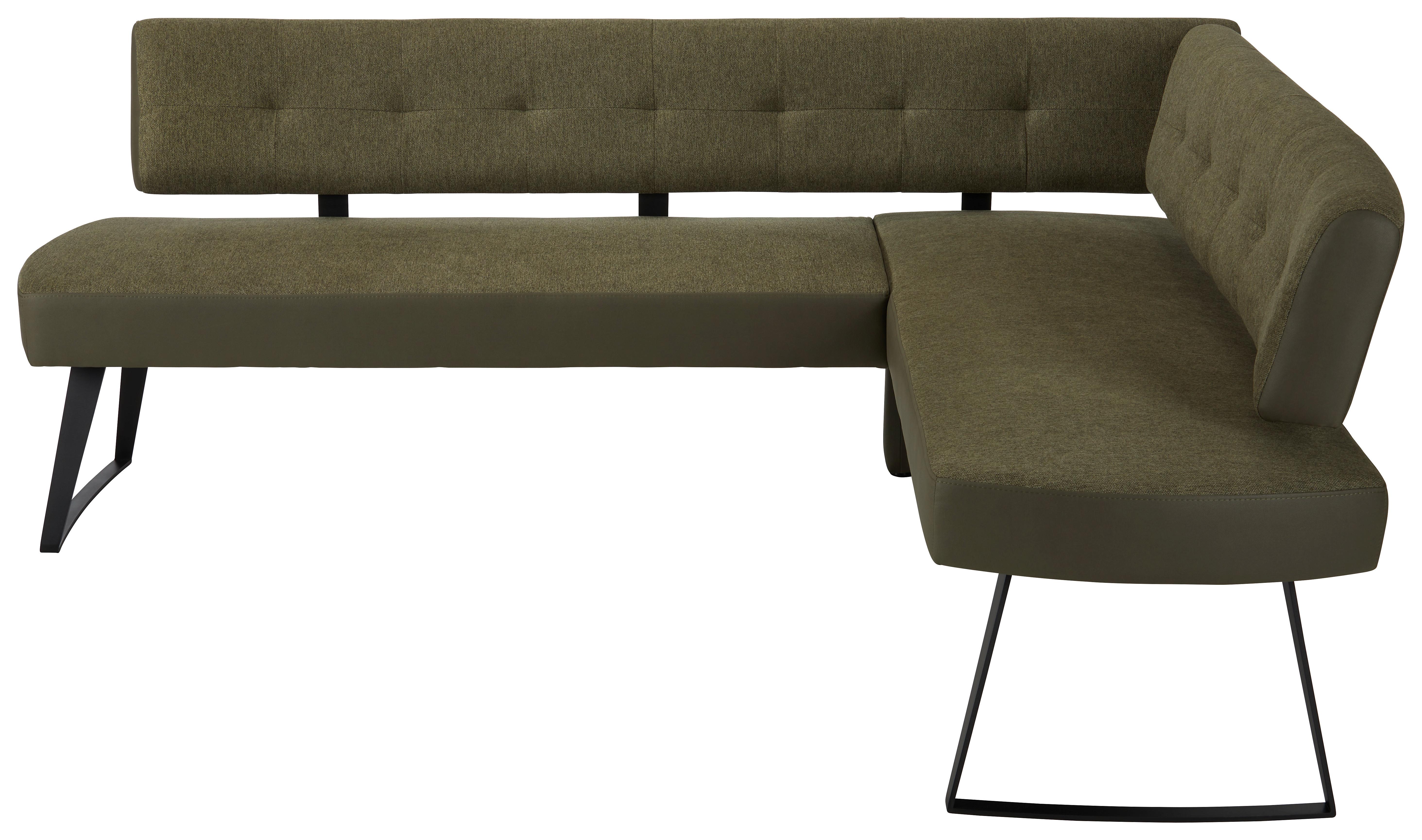 Eckbank in Grün ca. 220x170cm - Dunkelgrau/Schwarz, MODERN, Textil/Metall (220/170cm) - Premium Living