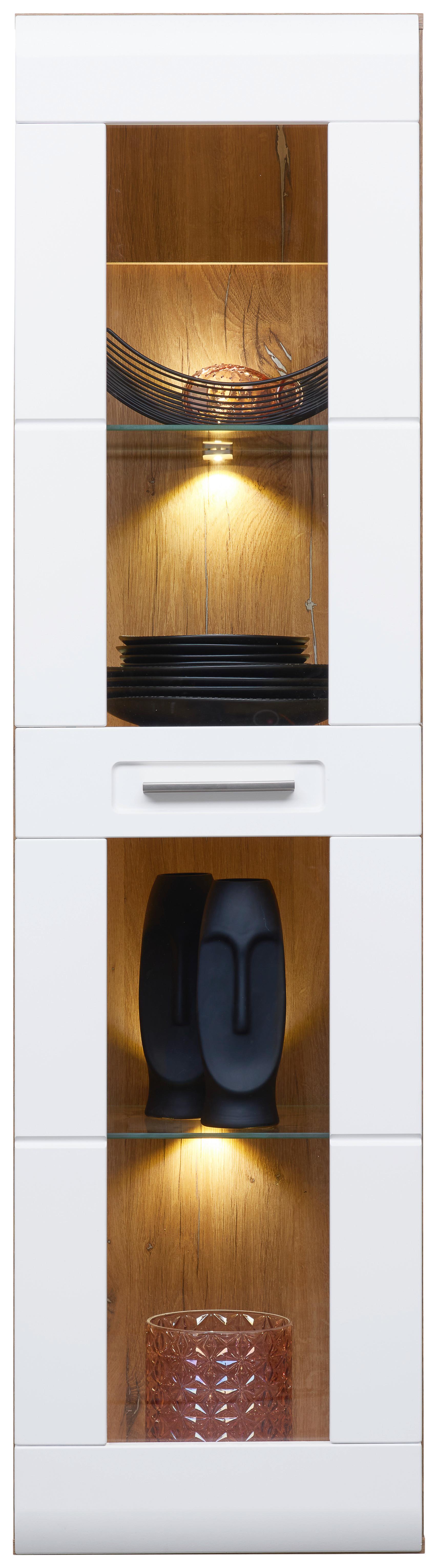 Viseća Vitrina Auris - bijela, Moderno, staklo/drvni materijal (40,3/153,4/37,1cm) - Modern Living