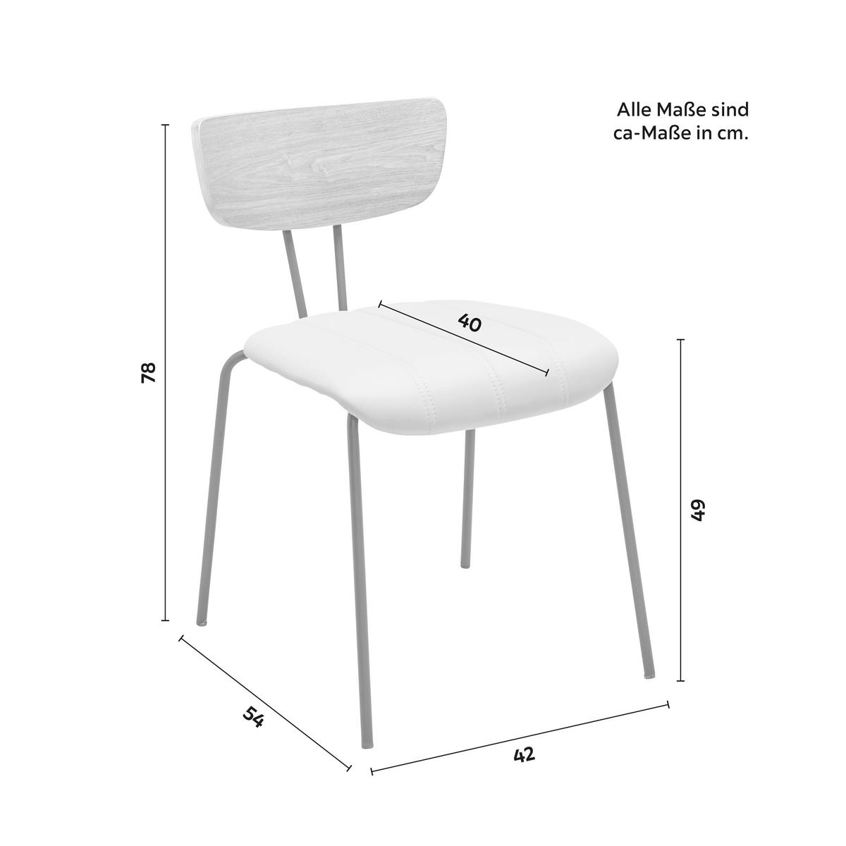 Stuhl Cera Taupe Lederlook Gepolstert - Taupe/Hellbraun, MODERN, Holz/Textil (42/78/54cm) - Bessagi Home