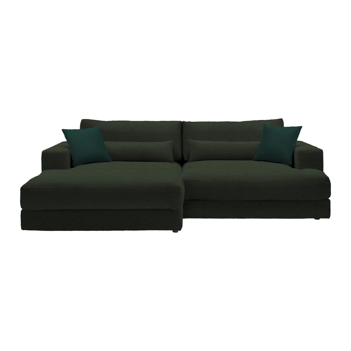 Ecksofa Fabiona links Grün - Schwarz/Grün, MODERN, Holz/Kunststoff (194/85/268cm) - Premium Living
