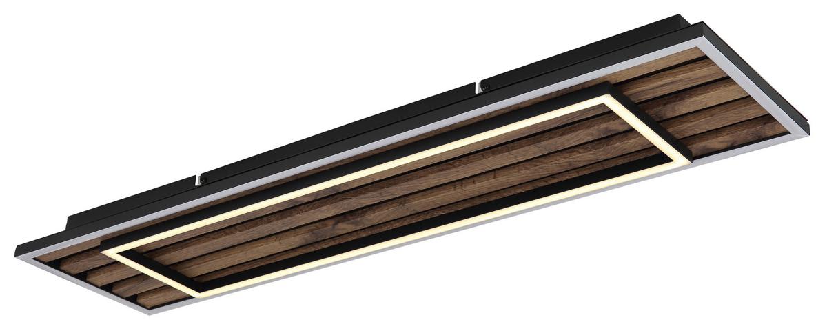 LED-DECKENLEUCHTE 67345D2 WOODY - Weiss/Dunkelbraun, Natur, Holzwerkstoff/Kunststoff (80/20/6cm) - Globo