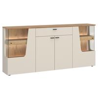 Comodă CUT OUT - cașmir/culoare lemn stejar, Modern, sticlă/material pe bază de lemn (190/90/40cm) - Premium Living