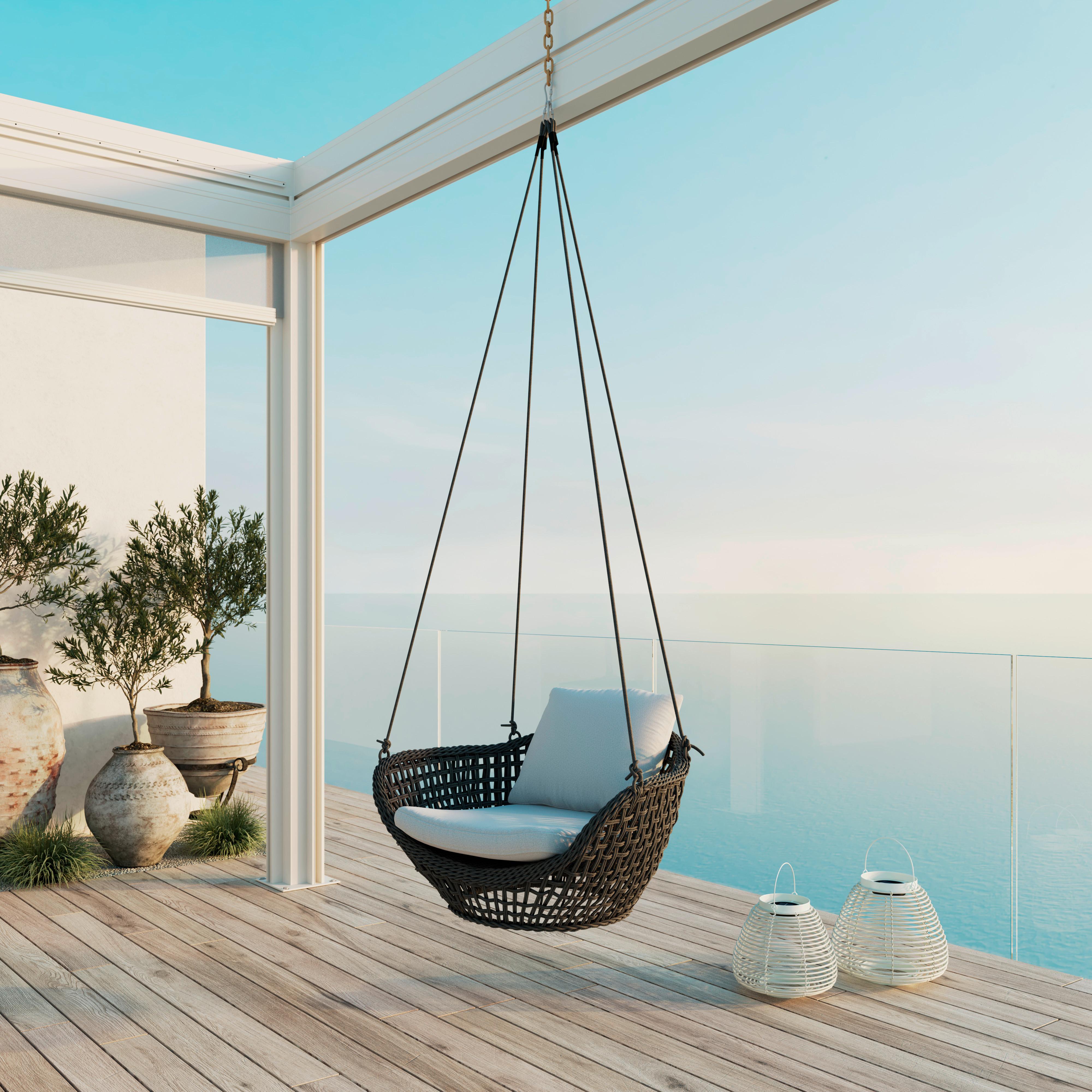 Viseči Stol Elodie, Svetlo Siva - temno siva/svetlo siva, Moderno, kovina/umetna masa (83/73/48cm) - Bessagi Garden