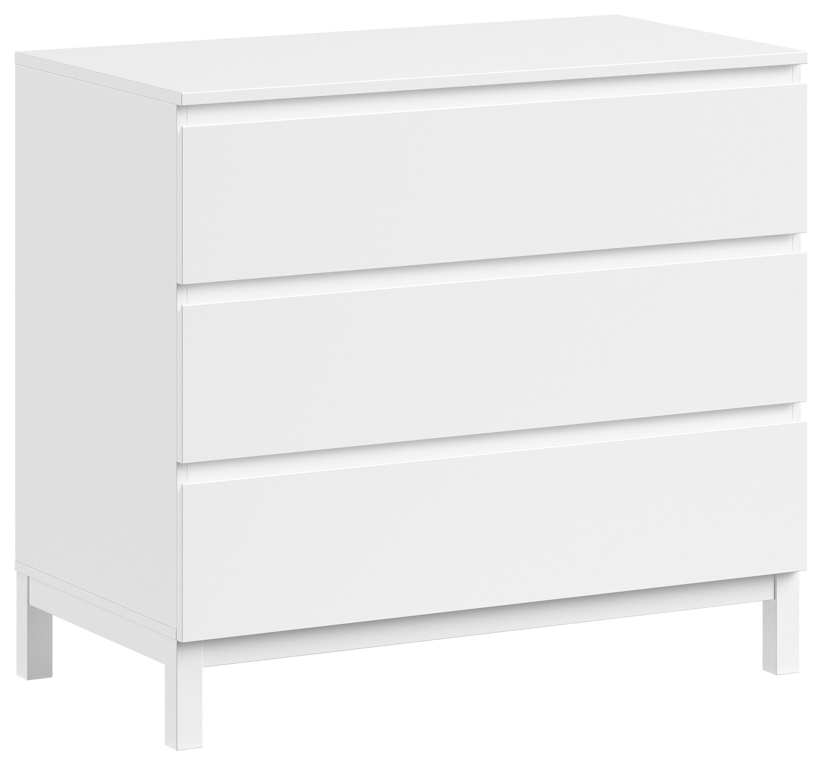 Kommode EVA Weiß teilmassiv - Weiß, MODERN, Holz/Holzwerkstoff (98,5/89,4/57cm) - Vipack