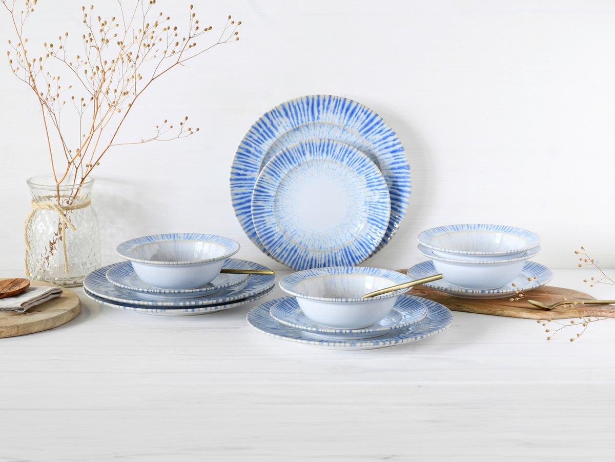 Étkészlet Rondo Summertime - világoskék/fehér, Design, kerámia - Creatable