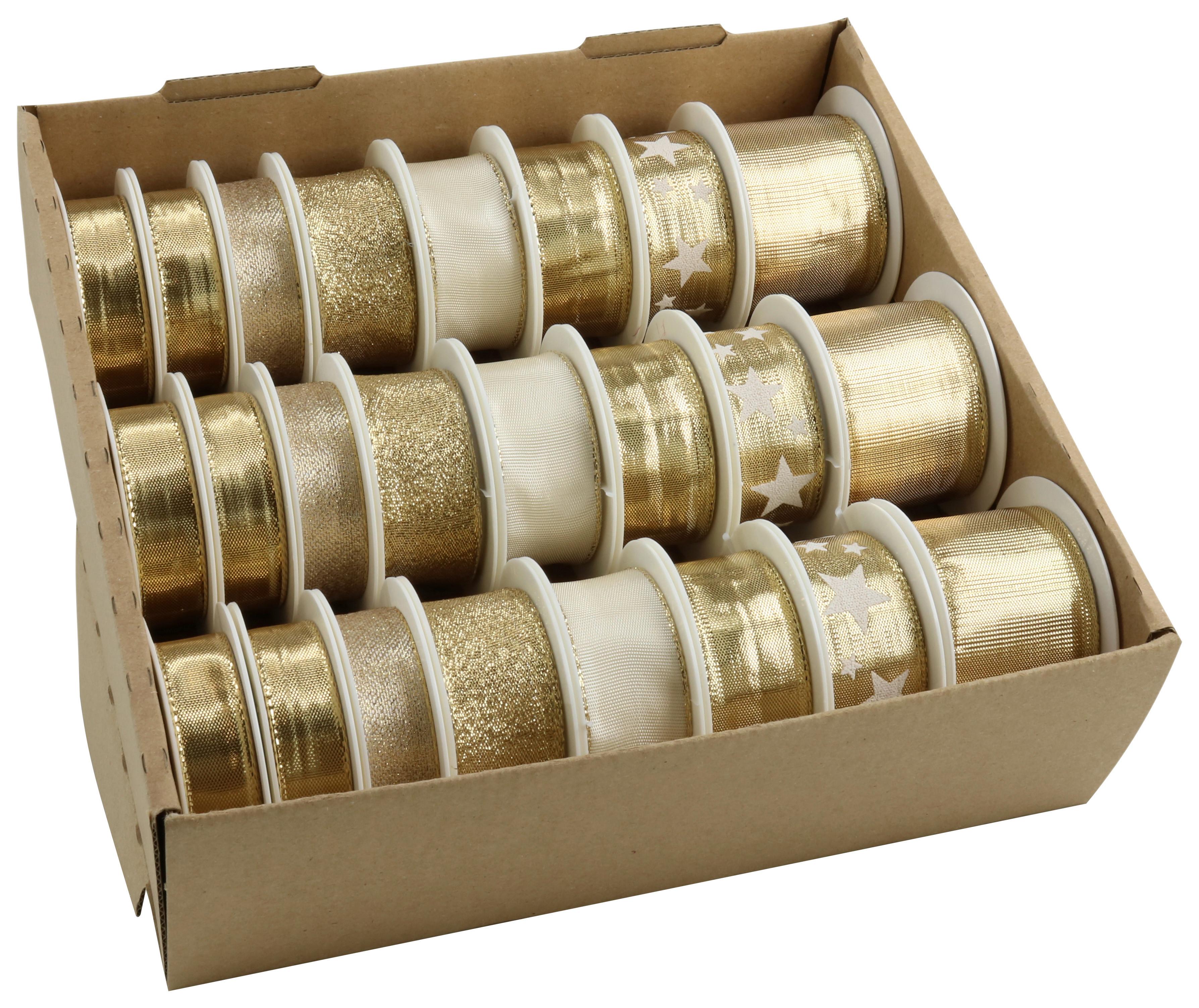 Geschenkband Lena Goldfarben in diversen Designs - Goldfarben, Romantik / Landhaus, Textil (6,5/6,5/3cm) - Modern Living