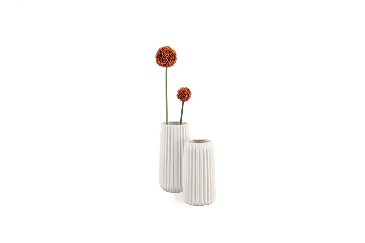 Dekovase Ruffle Weiß - Weiß, Basics, Keramik (11/11/23,5cm)