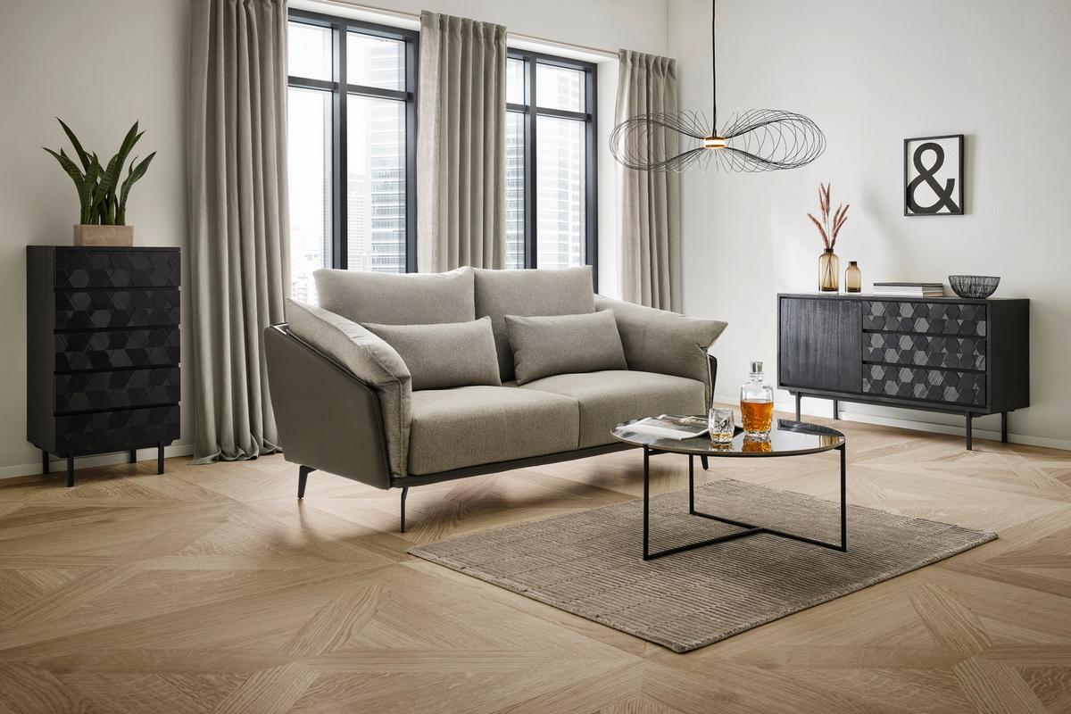 Kommode Roma ca. 54x130 cm MDF Schwarz - Schwarz, MODERN, Holz/Metall (54/103/39cm) - Bessagi Home