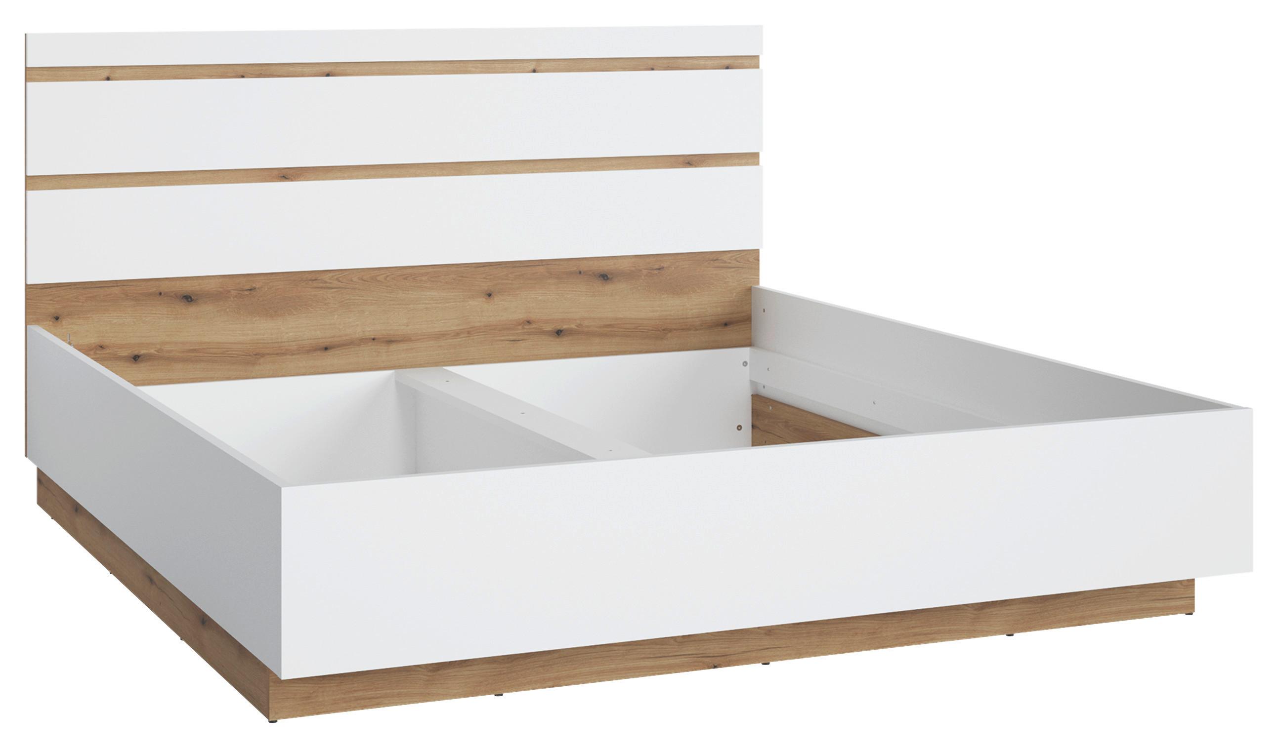 Krevet Calabria - bijela/boje hrasta, Moderno, drvni materijal/plastika (185/107,2/206,5cm) - Modern Living