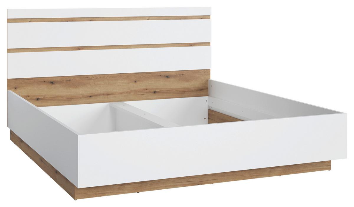 Krevet Calabria - bijela/boje hrasta, Moderno, drvni materijal/plastika (185/107,2/206,5cm) - Modern Living