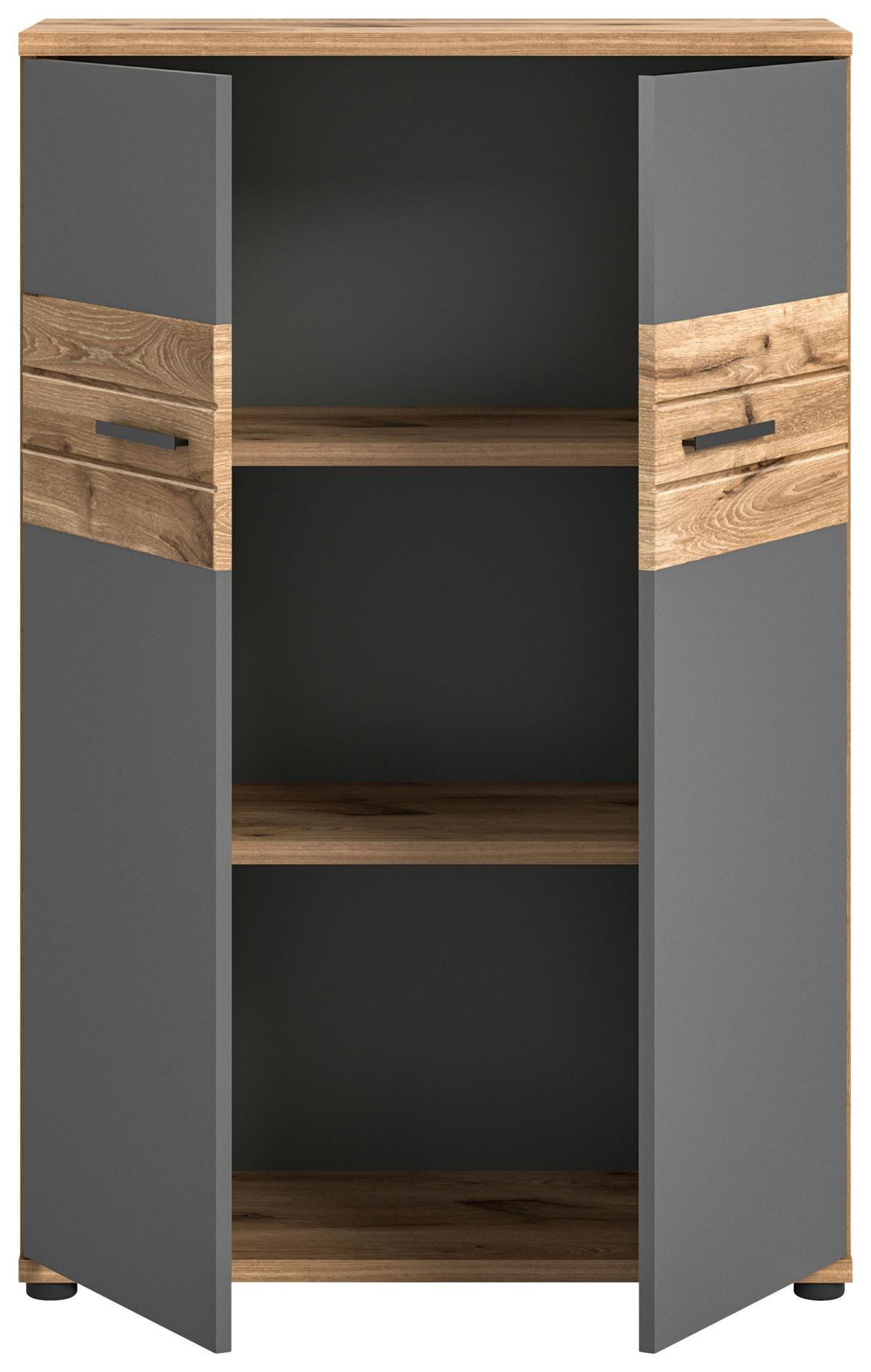 Kommode Mason ca. 80x122 cm Eiche/Grau - Eichefarben/Schwarz, Holzwerkstoff/Kunststoff (80/122/37cm) - MID.YOU