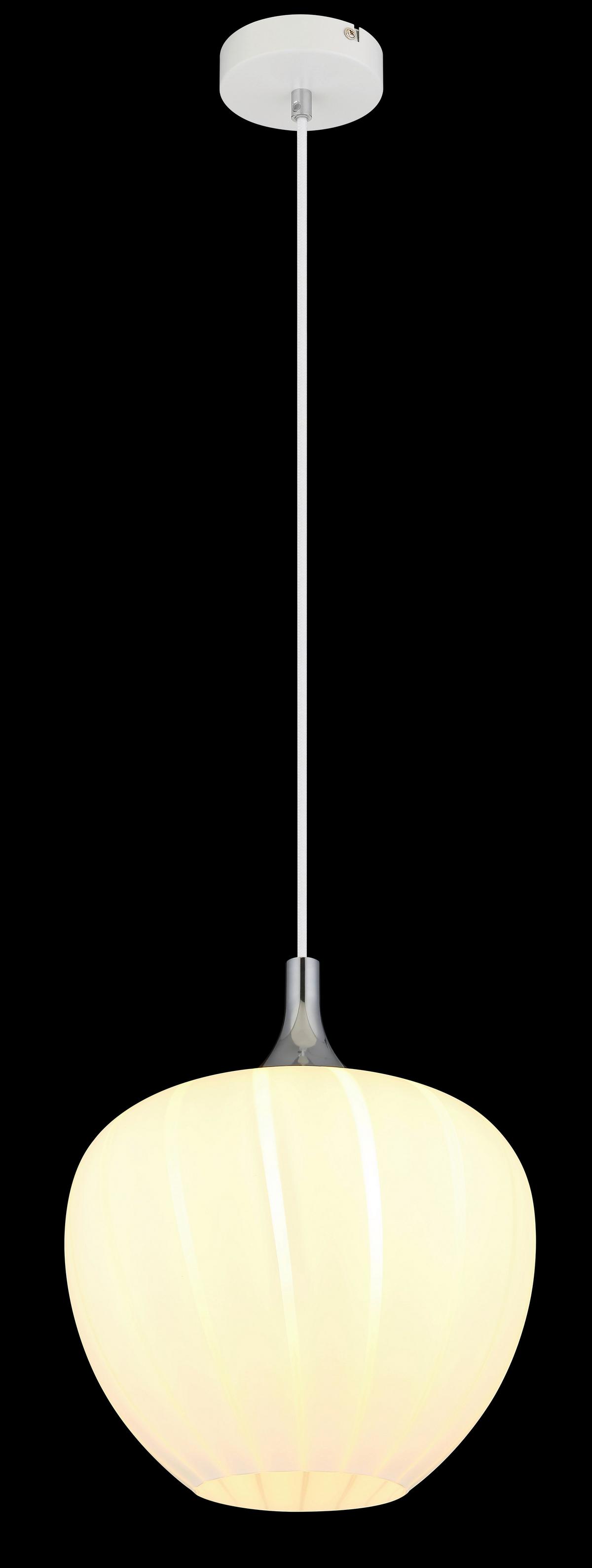 Hängeleuchte Maxy Weiß/Chrom max. 60 Watt - Chromfarben/Weiss, Konventionell, Glas/Metall (29/120cm) - Globo