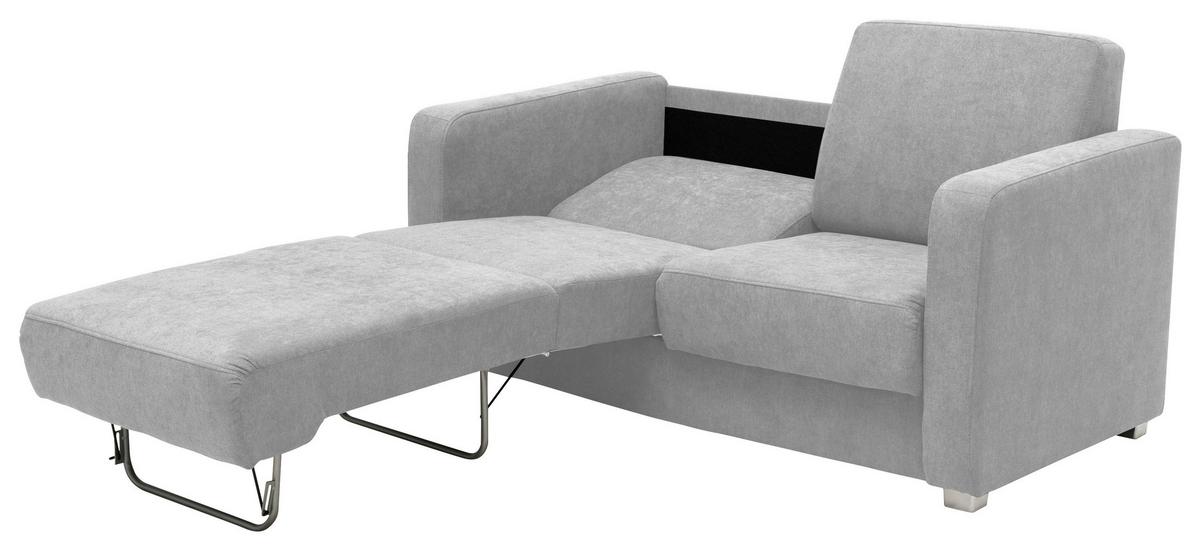 Schlafsofa Mia Silberfarben Mikrofaser - Chromfarben/Silberfarben, Design, Kunststoff/Textil (159/88/87cm) - Livetastic
