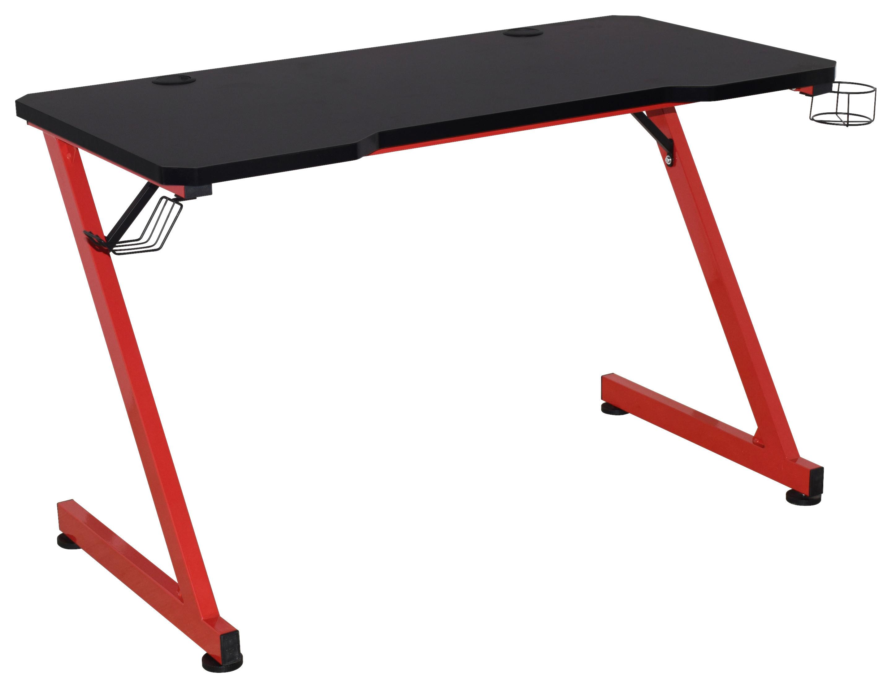 Gaming Miza Graz, 120x60, Črna, Rdeča - rdeča/črna, Moderno, kovina/leseni material (120/75/60cm)