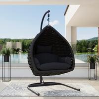 Hängesessel Sasa Dunkelgrau Outdoorstoff/Metall/Kunststoff - Dunkelgrau, MODERN, Kunststoff/Textil (115/200/118cm) - Bessagi Garden