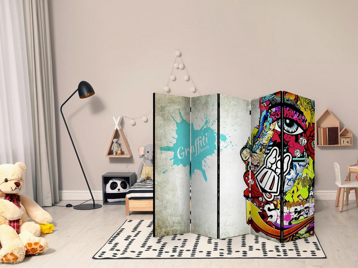 Paravent Graffity Beauty II Multicolor - Multicolor, Basics, Holz/Textil (225/172/3cm) - artgeist