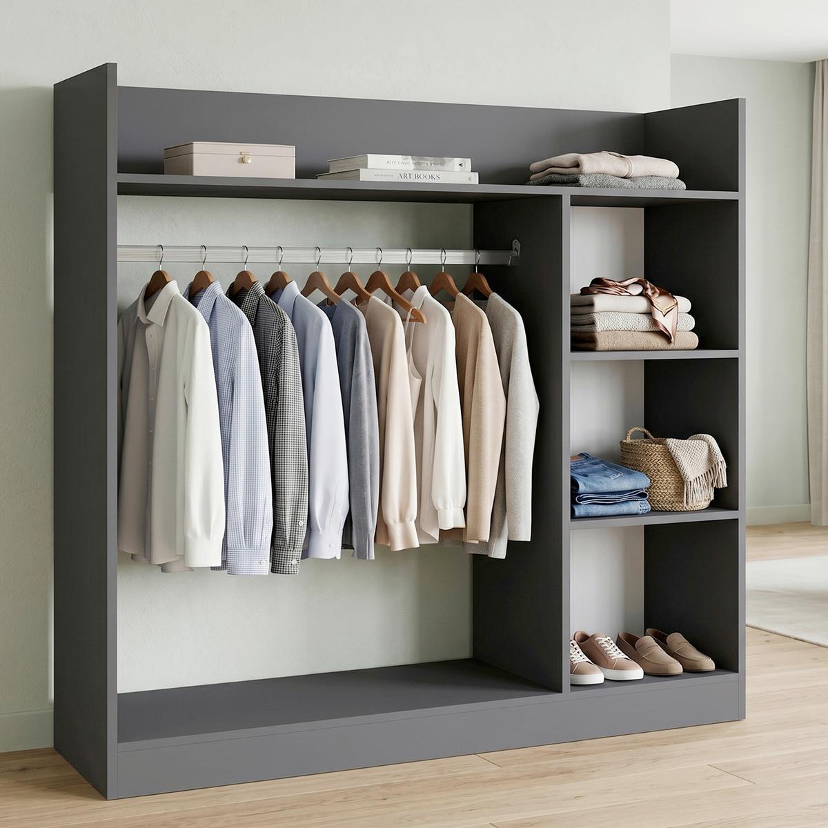 Offener Kleiderschrank Palosa "l" - Anthrazit, Modern, Holzwerkstoff/Metall (124/120/35cm) - Livetastic