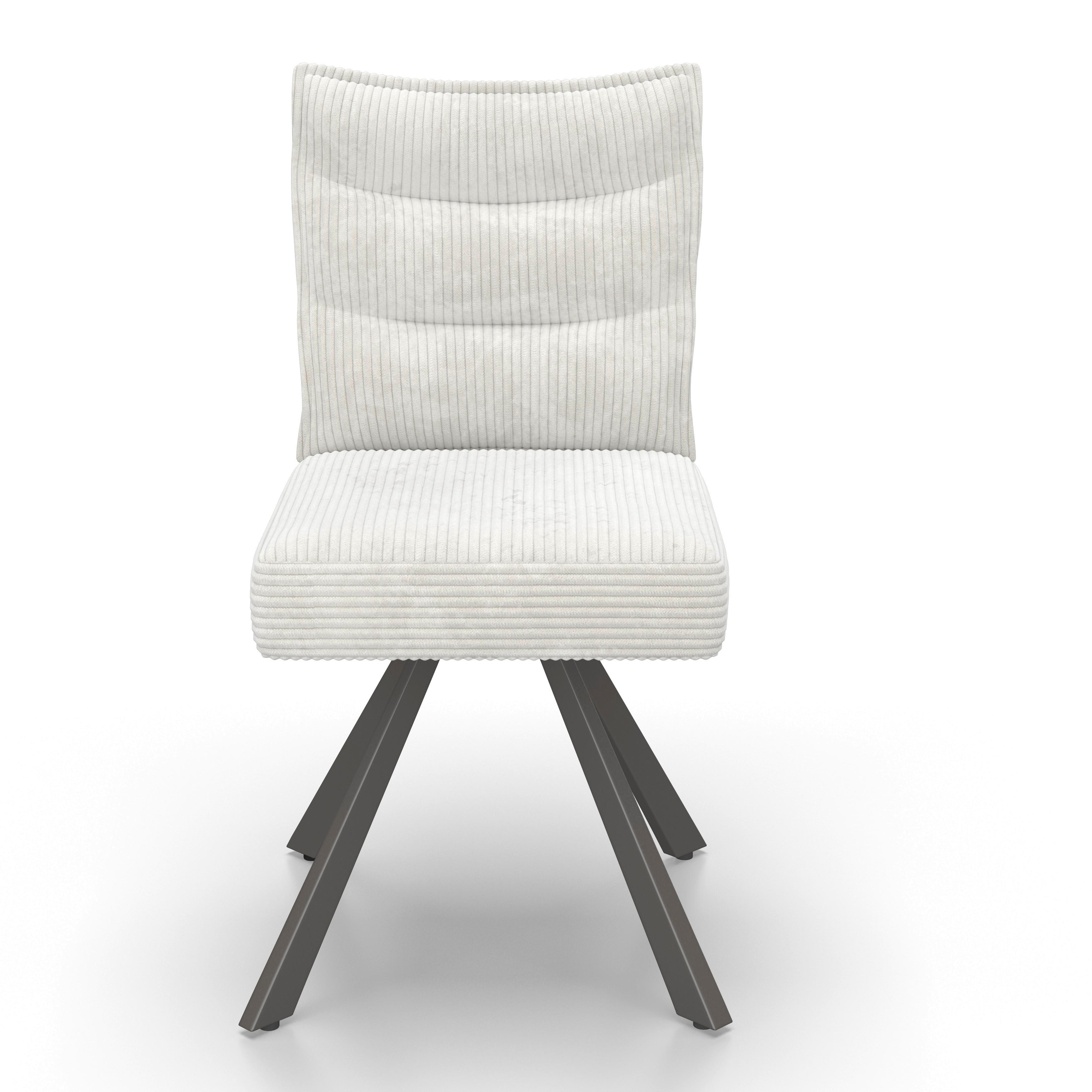 Stol Fina, Bež, Rebrasti Žamet - temno siva/bela, Moderno, kovina/tekstil (49/91/64cm) - Bessagi Home