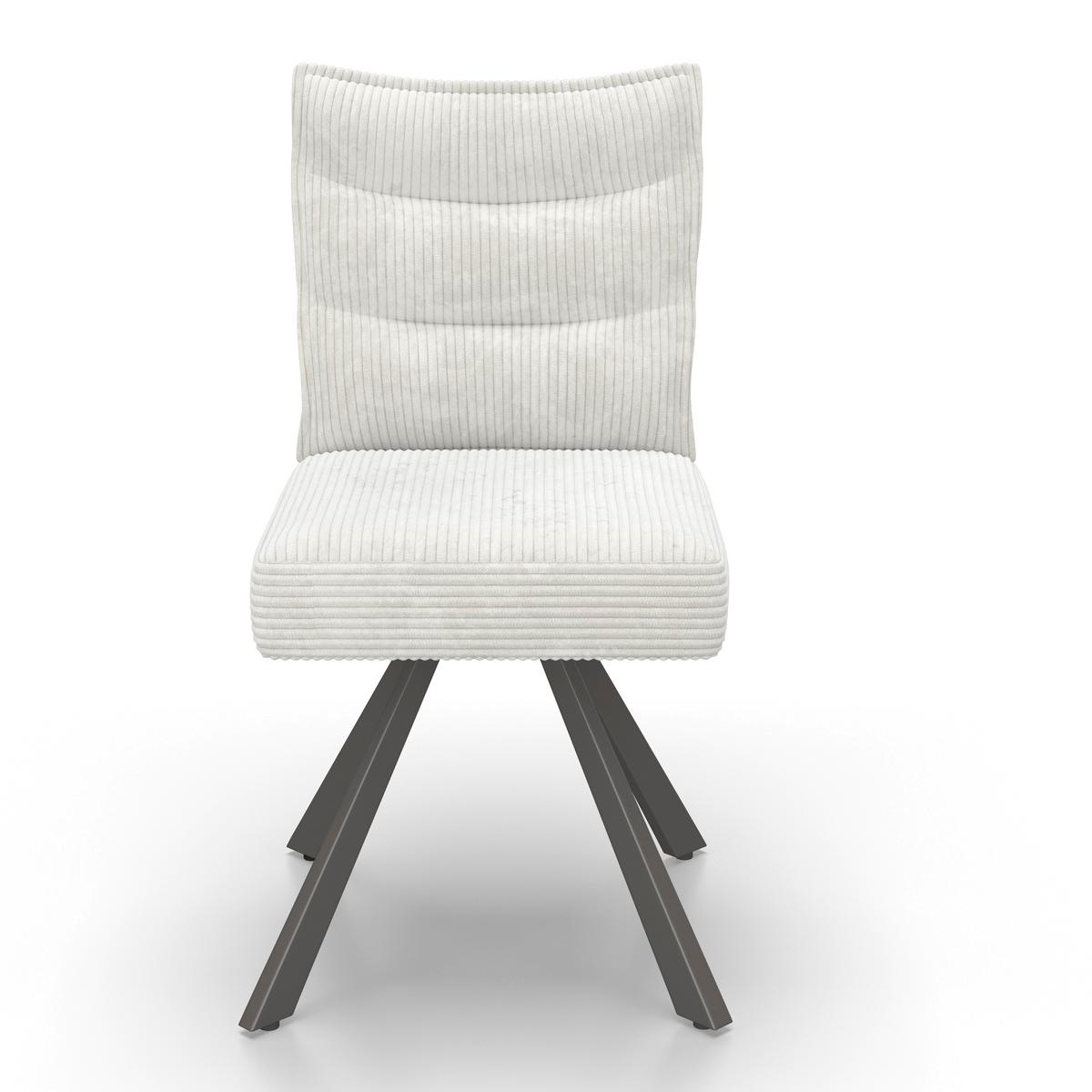 Stol Fina, Bež, Rebrasti Žamet - temno siva/bela, Moderno, kovina/tekstil (49/91/64cm) - Bessagi Home