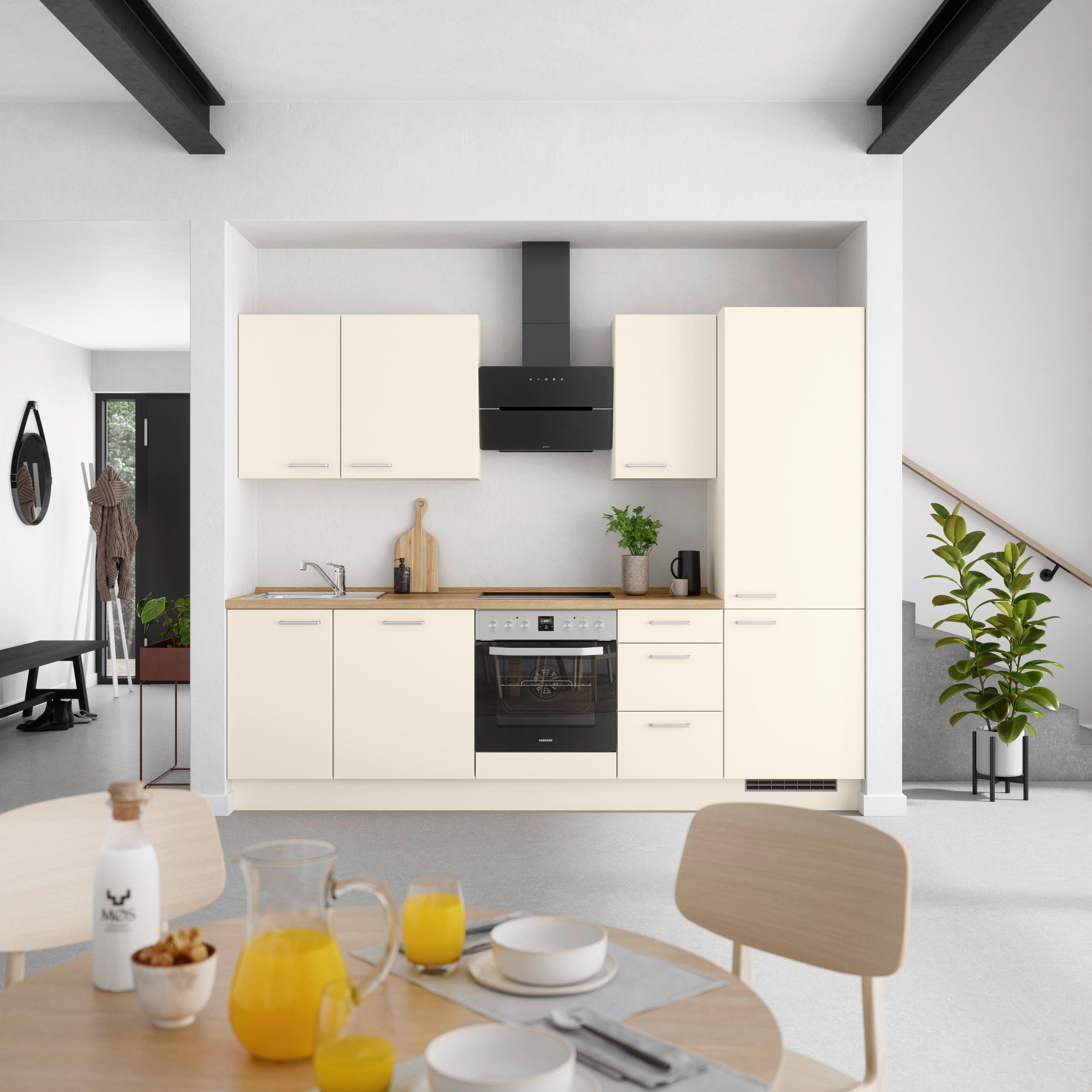Küchenleerblock Touch High o. Geräte Magnolie - Edelstahlfarben/Eichefarben, MODERN, Holzwerkstoff/Metall (270cm) - Nobilia