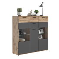 Vitrina Mason - siva/crna, Konvencionalno, staklo/drvni materijal (140/134/37cm) - Modern Living