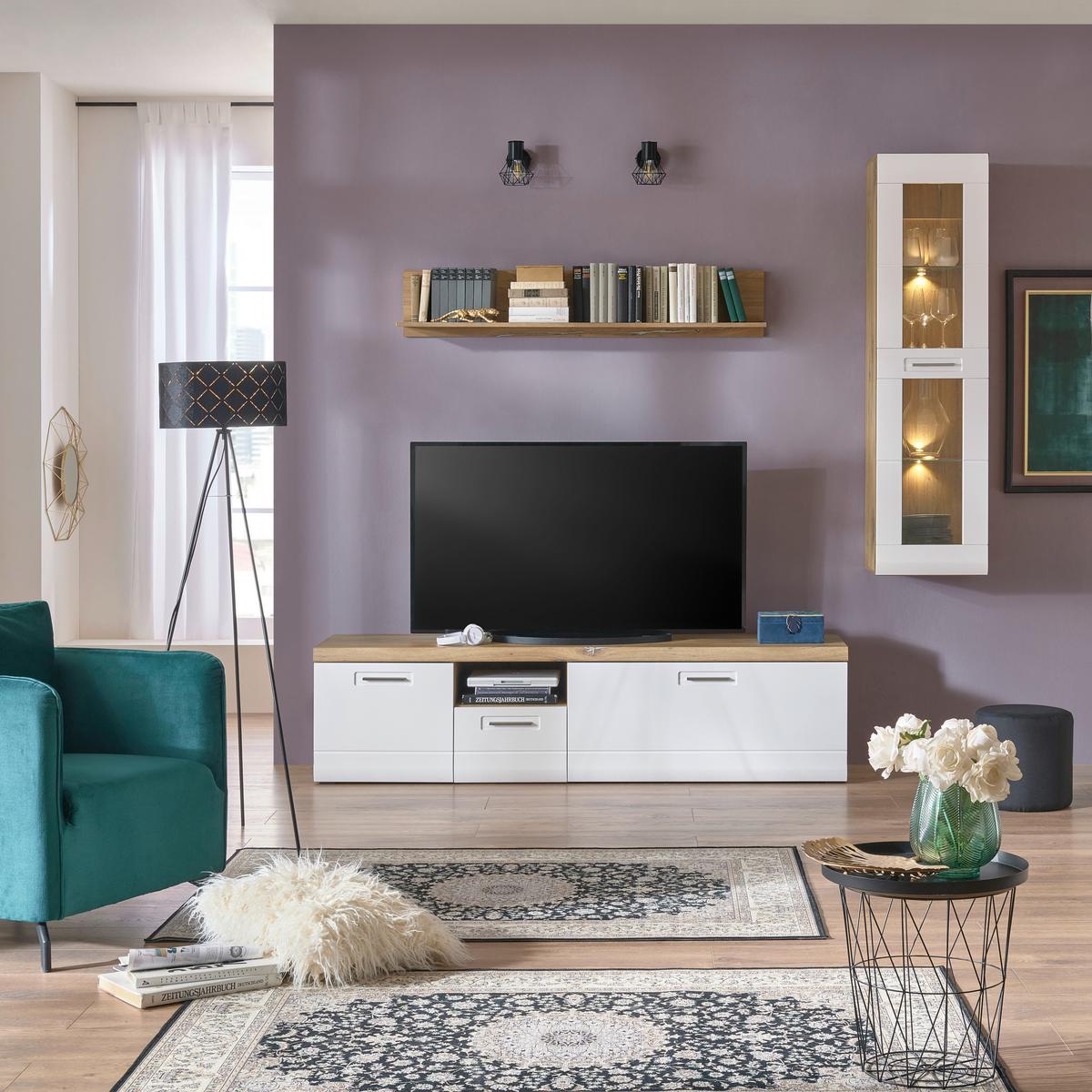 Tv-element Auris, Bela, Barva Hrasta - bela, Moderno, umetna masa/leseni material (190/50/50cm) - Mömax
