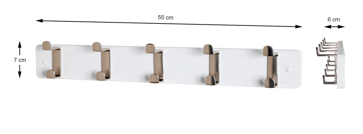 Zidna Vješalica Köln - bijela/boje oplemenjenog čelika, Moderno, drvni materijal/metal (55/7/6cm) - Modern Living