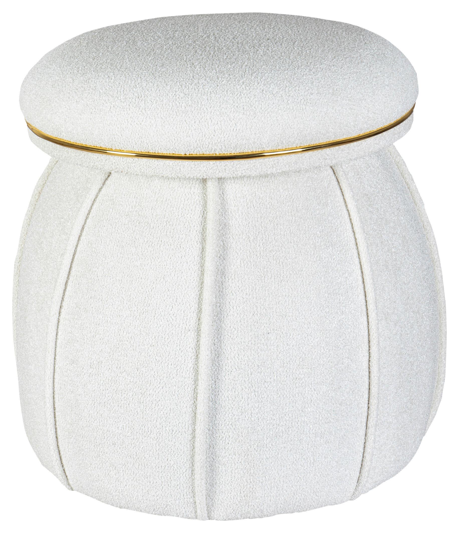 HOCKER CORIN 135 - Weiss/Goldfarben, Design, Textil (51,5/55cm) - Kayoom